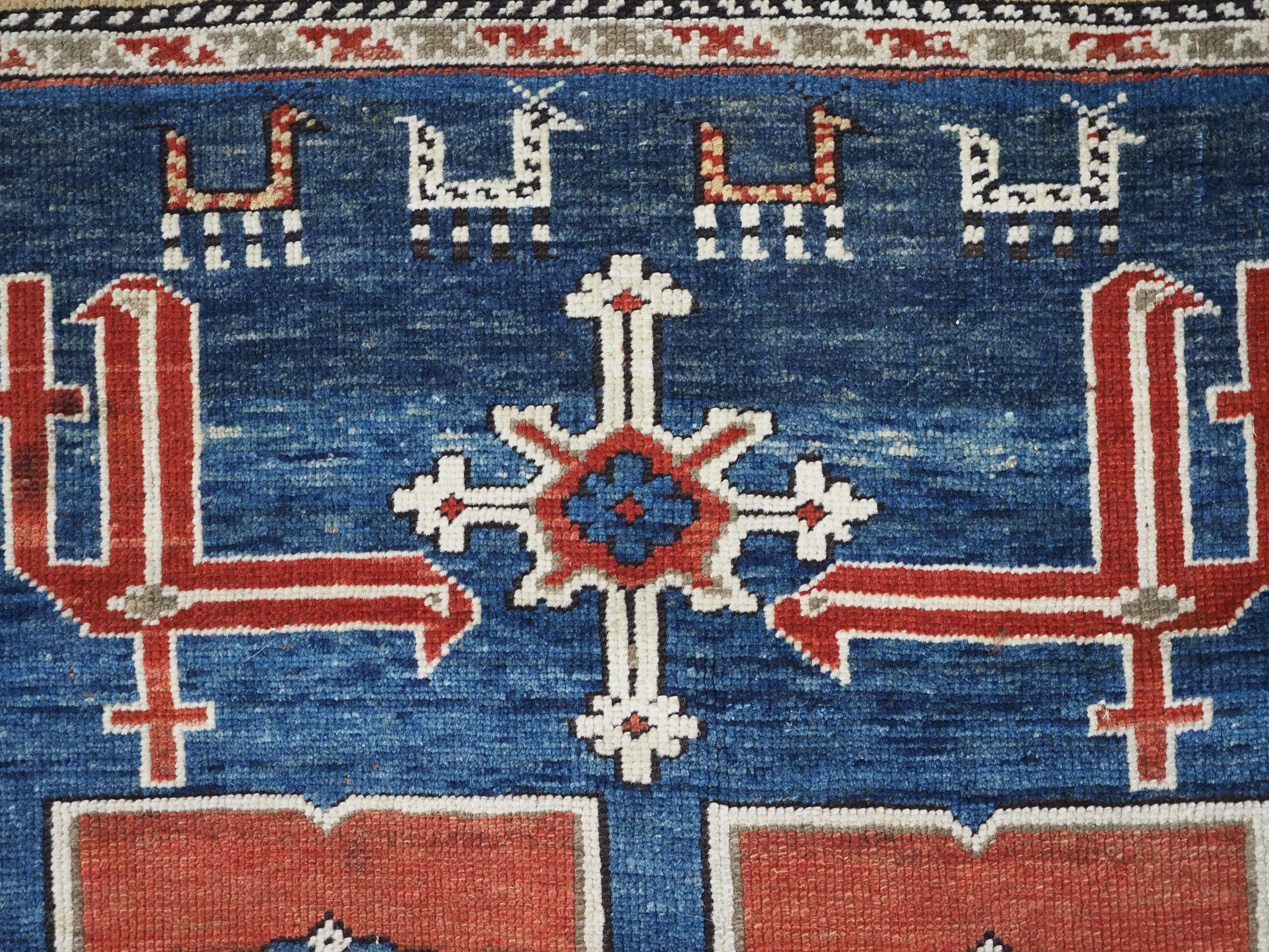 Antiker kaukasischer Kuba-Teppich aus dem Dorf Karagashli, um 1880. im Angebot 1