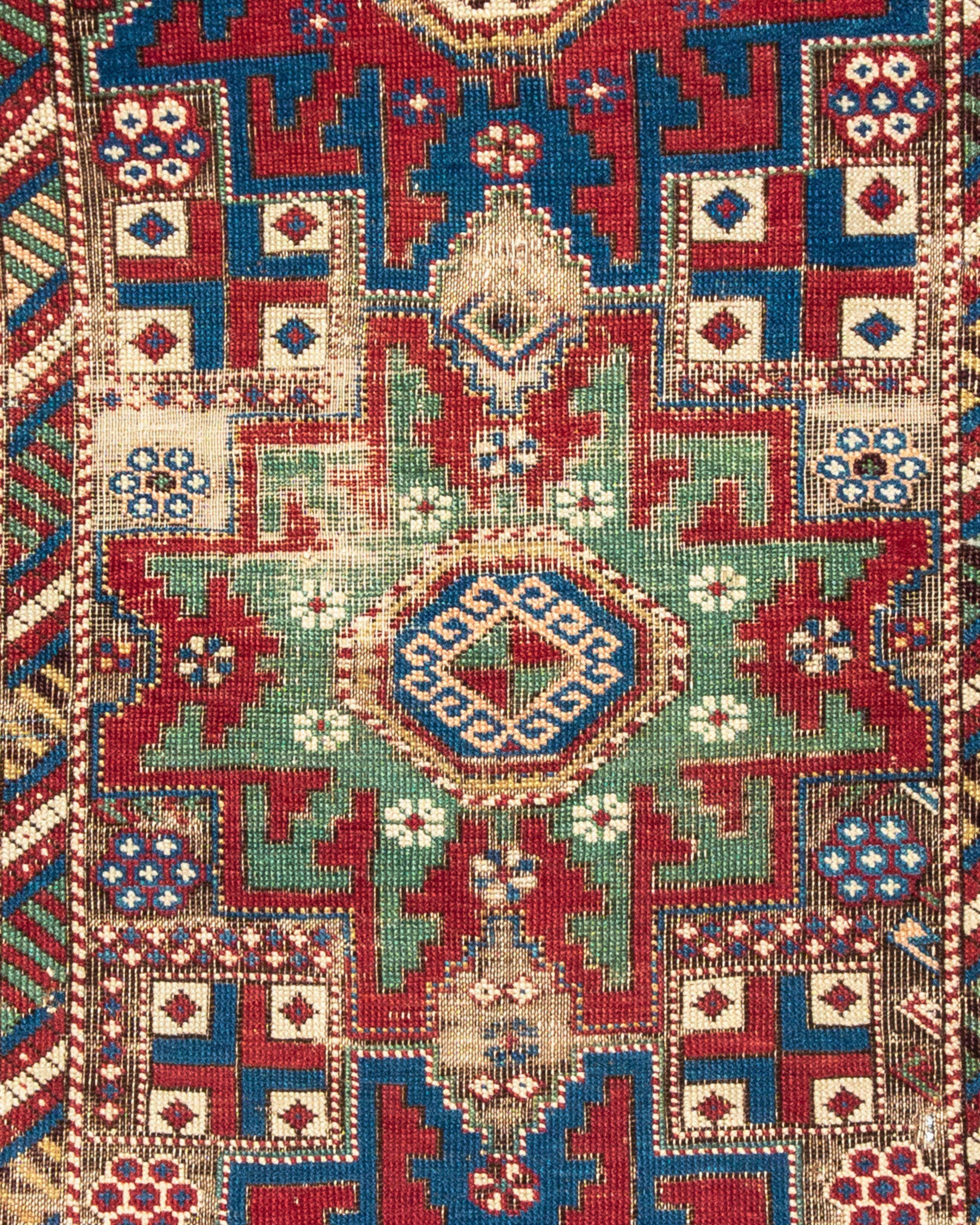 Hand-Woven Antique Caucasian Kuba Rug, Late 19th Century For Sale