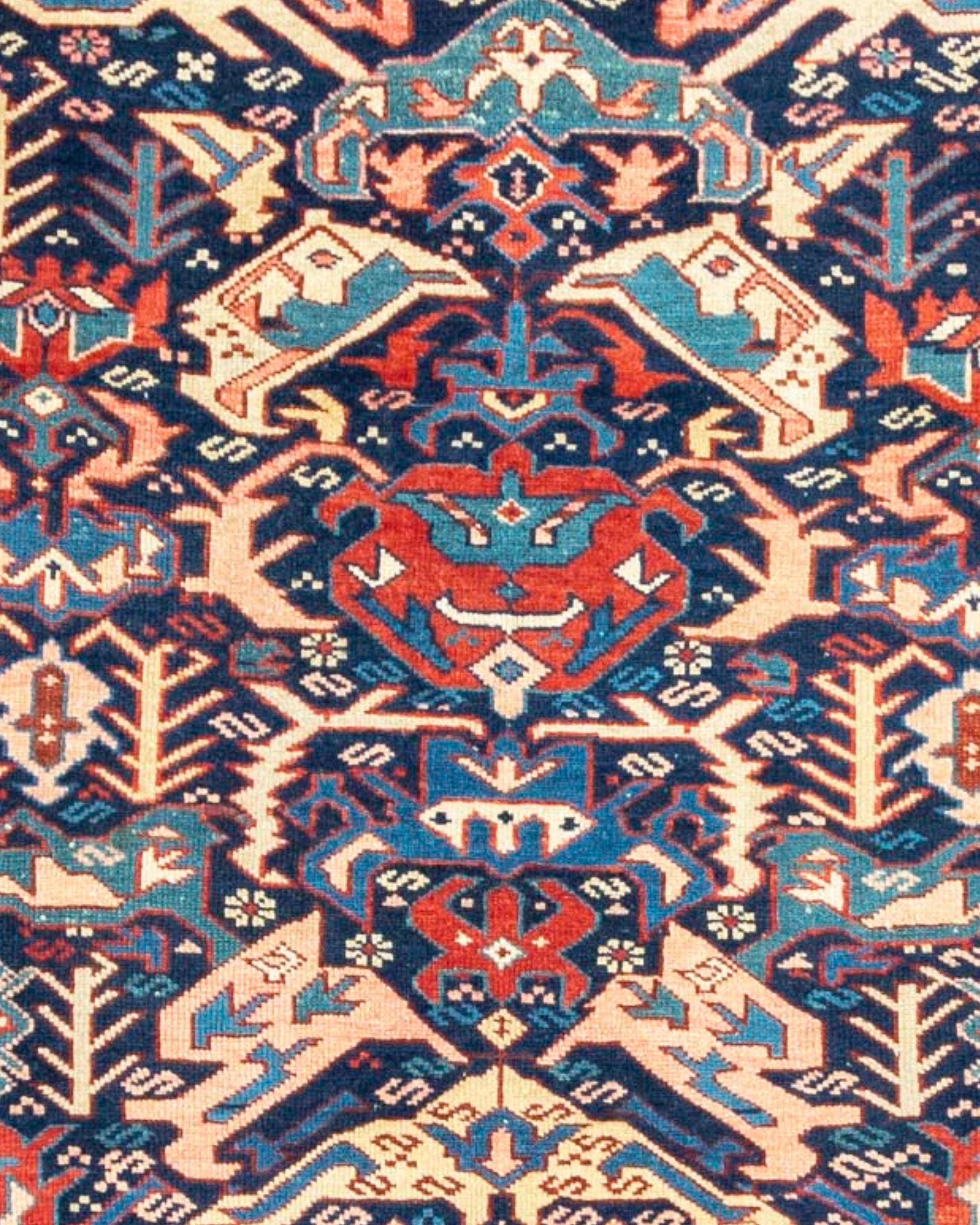 Hand-Knotted Antique Caucasian Kuba Rug, Late 19th Century For Sale