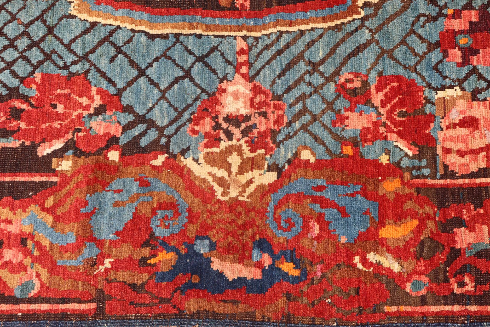 19th Century Antique Caucasian Kuba Rug with a Central Floral Medallion For Sale