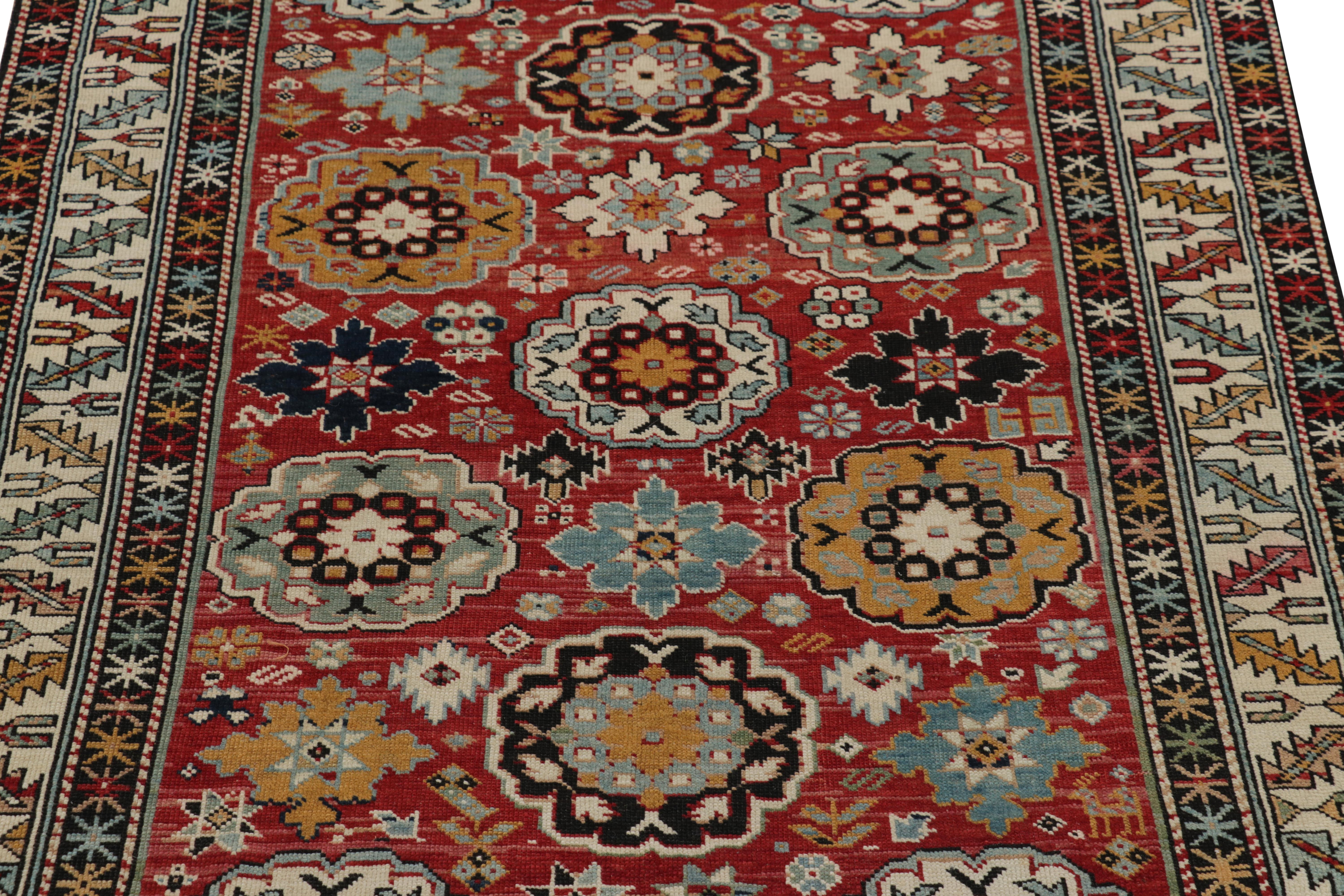 Hand-Knotted Antique Caucasian Kuba Rug with Colorful Floral Medallions, from Rug & Kilim For Sale