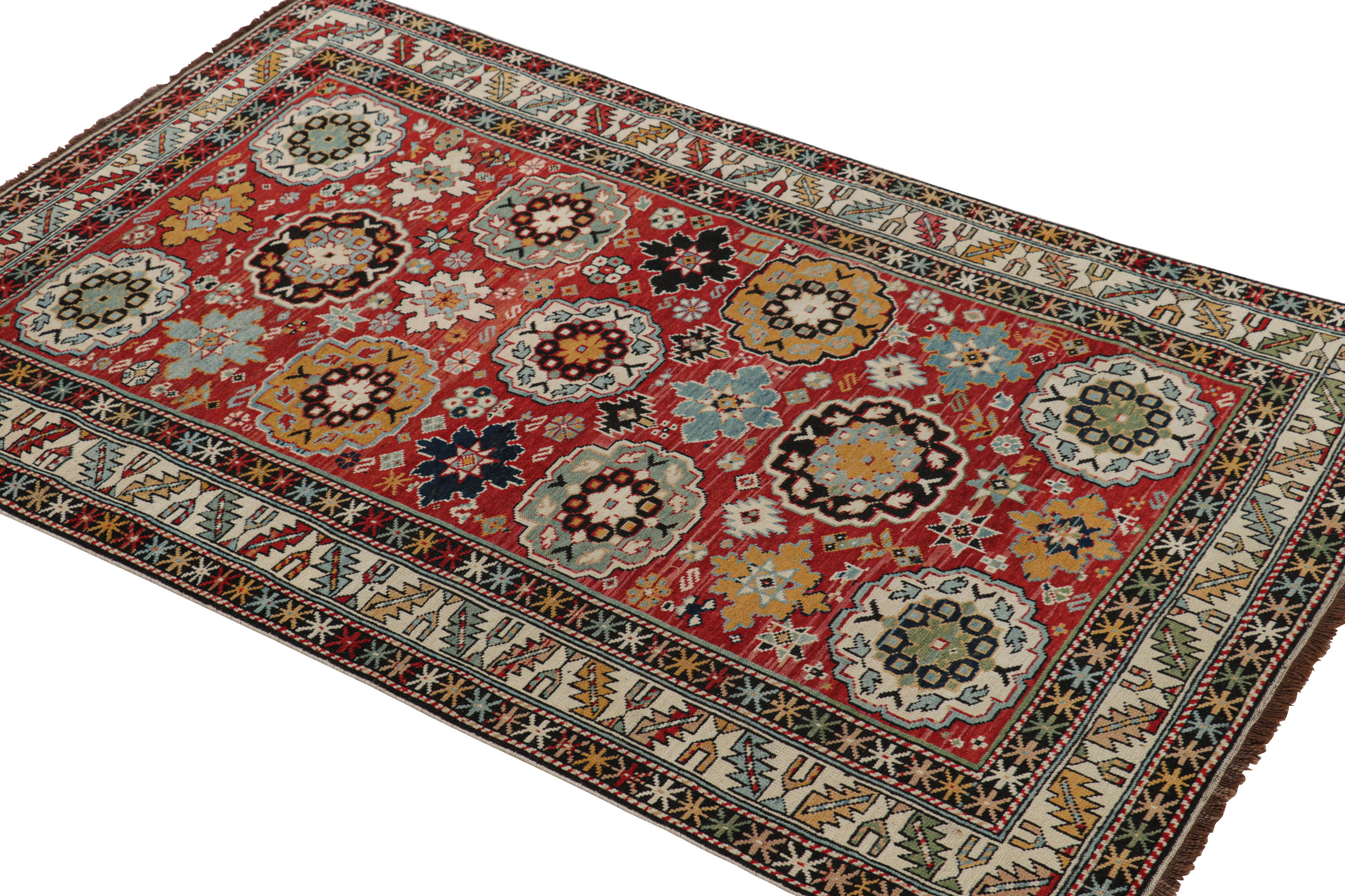 Antique Caucasian Kuba Rug with Colorful Floral Medallions, from Rug & Kilim In Good Condition For Sale In Long Island City, NY