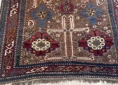 Antique Caucasian Kuba Rug with Geometric Medallions 4.1' x 5.3' - 1B965