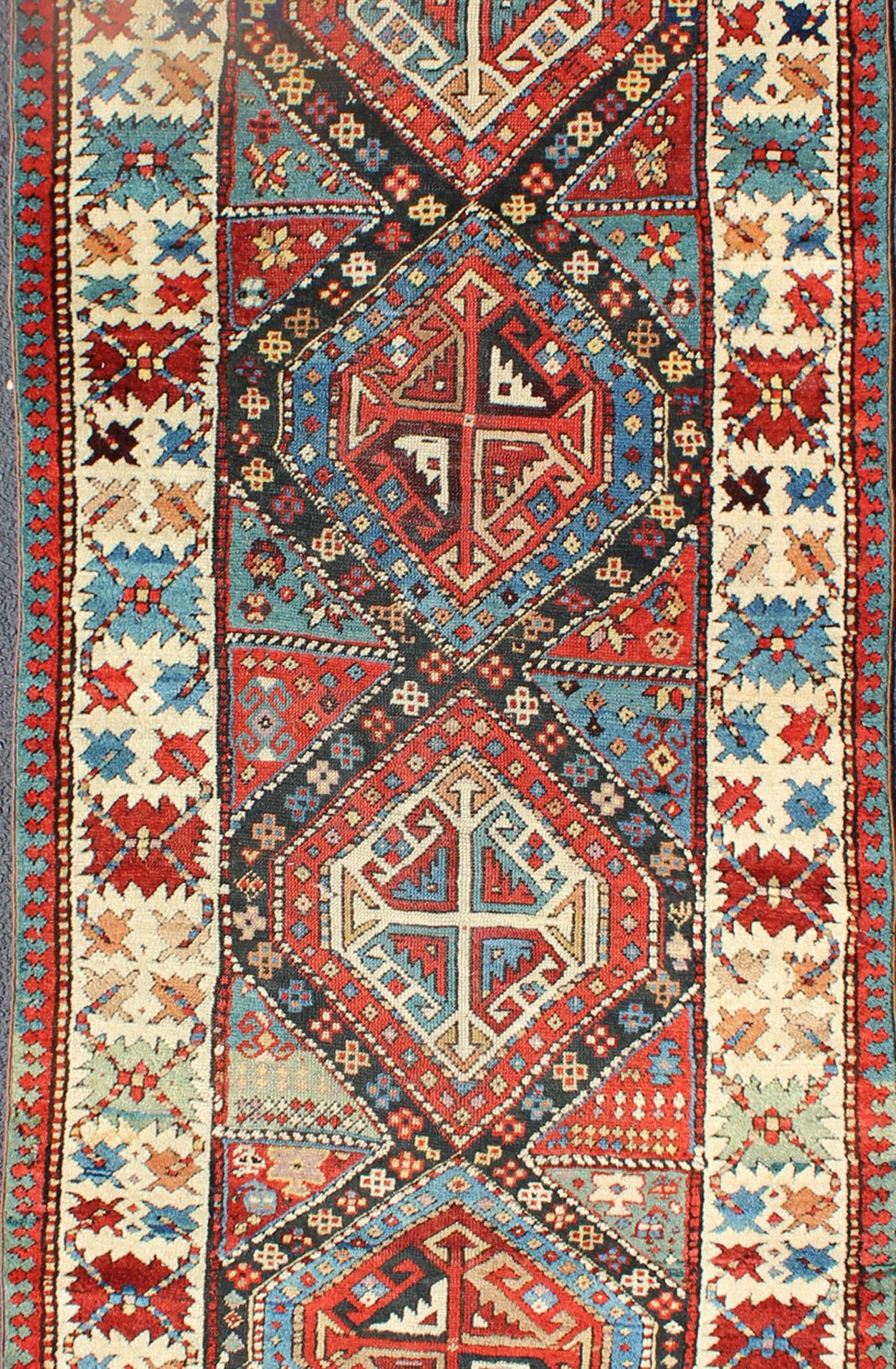 Kazak Antique Caucasian Kuba Rug with Intricate and Complex Design  For Sale