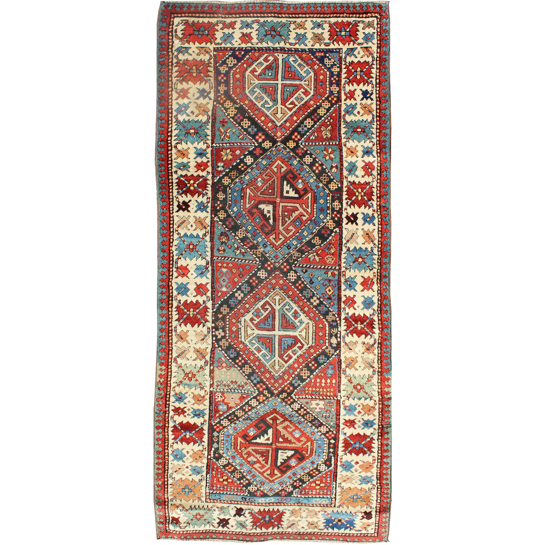 Antique Caucasian Kuba Rug with Intricate and Complex Design  For Sale
