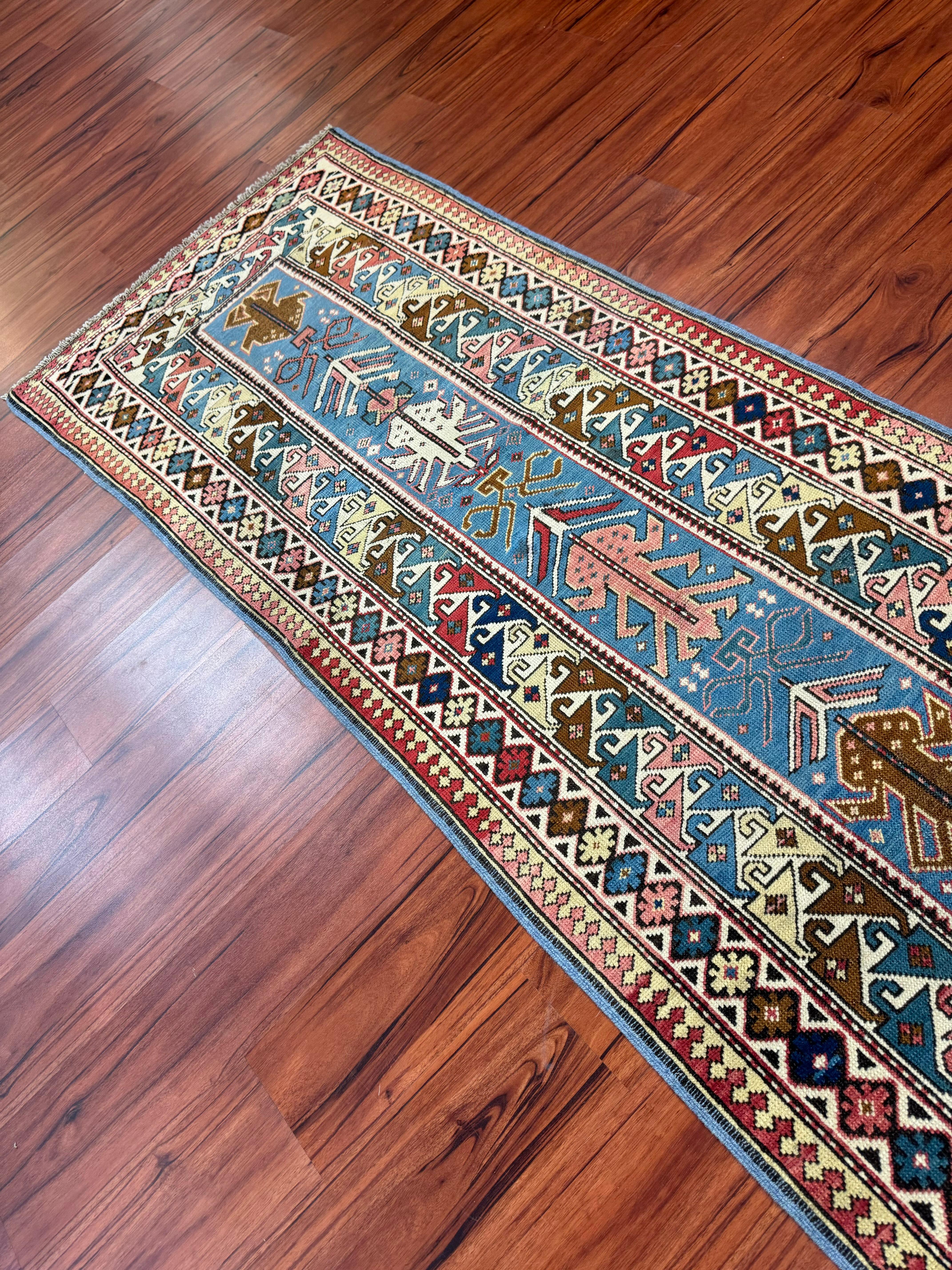 19th Century Antique Caucasian/Kuba Runner For Sale
