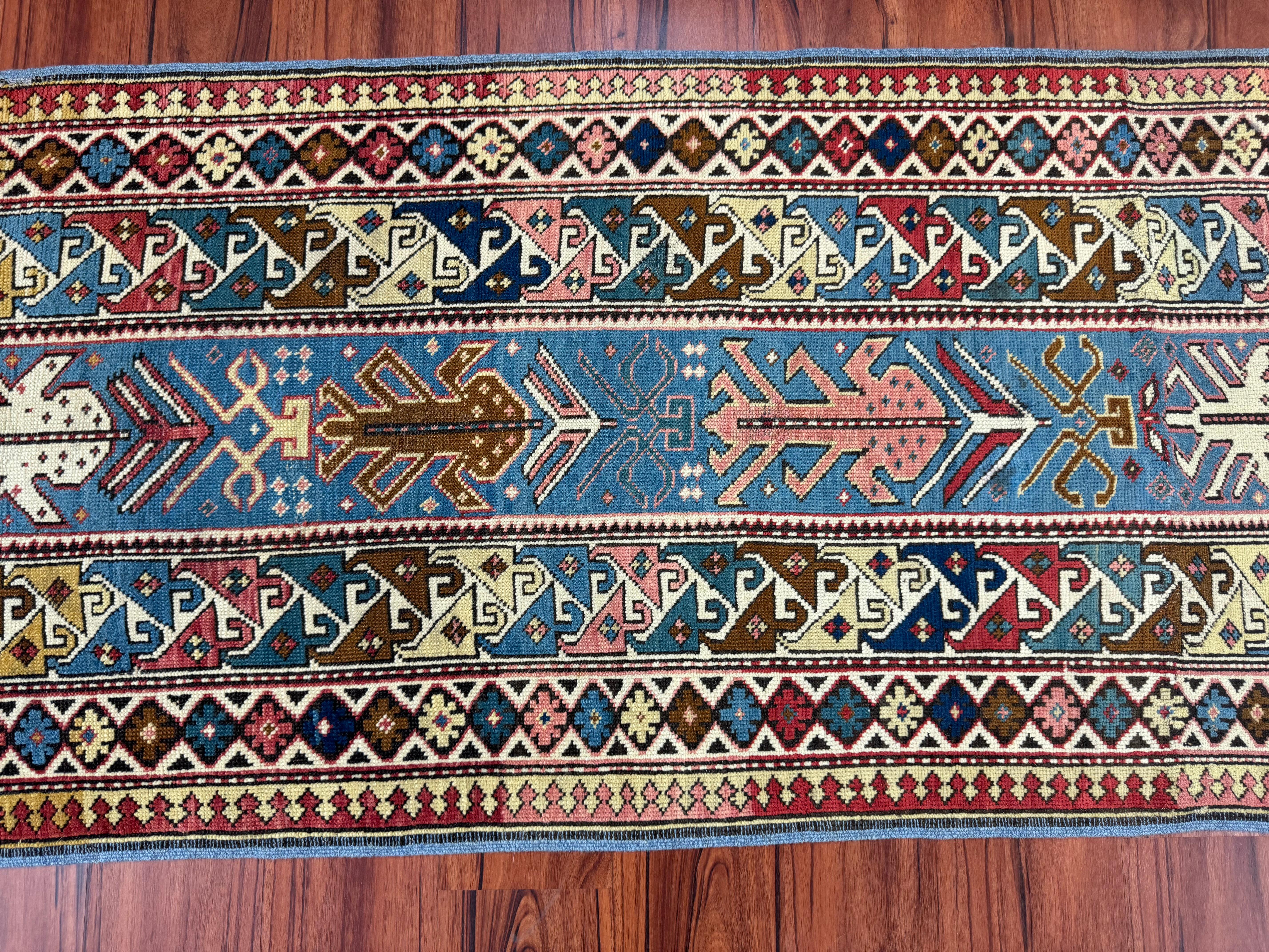 Wool Antique Caucasian/Kuba Runner For Sale