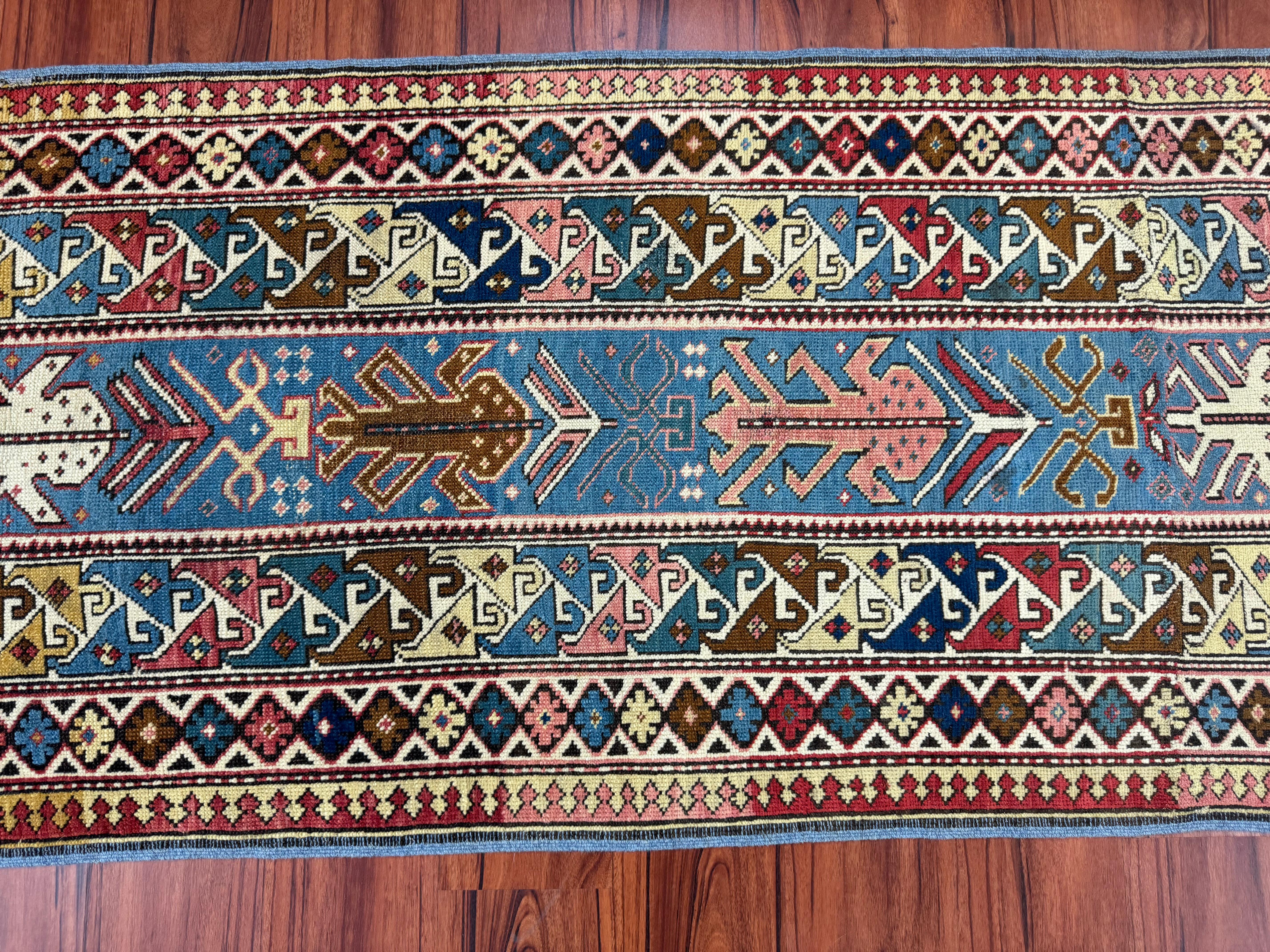 Wool Antique Caucasian/Kuba Runner  For Sale