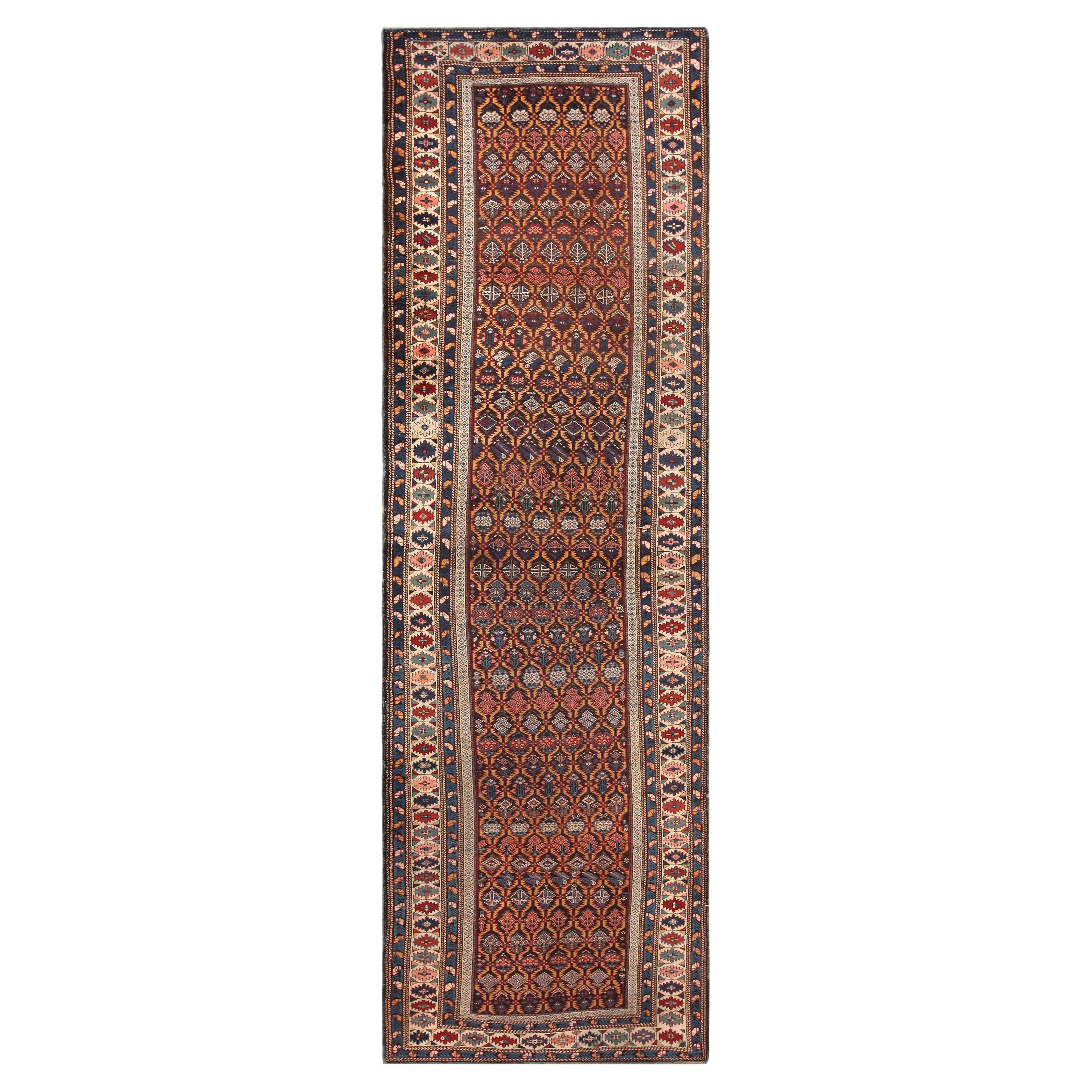 Tappeto antico caucasico Kuba Runner. 3 ft 6 in x 11 ft 6 in