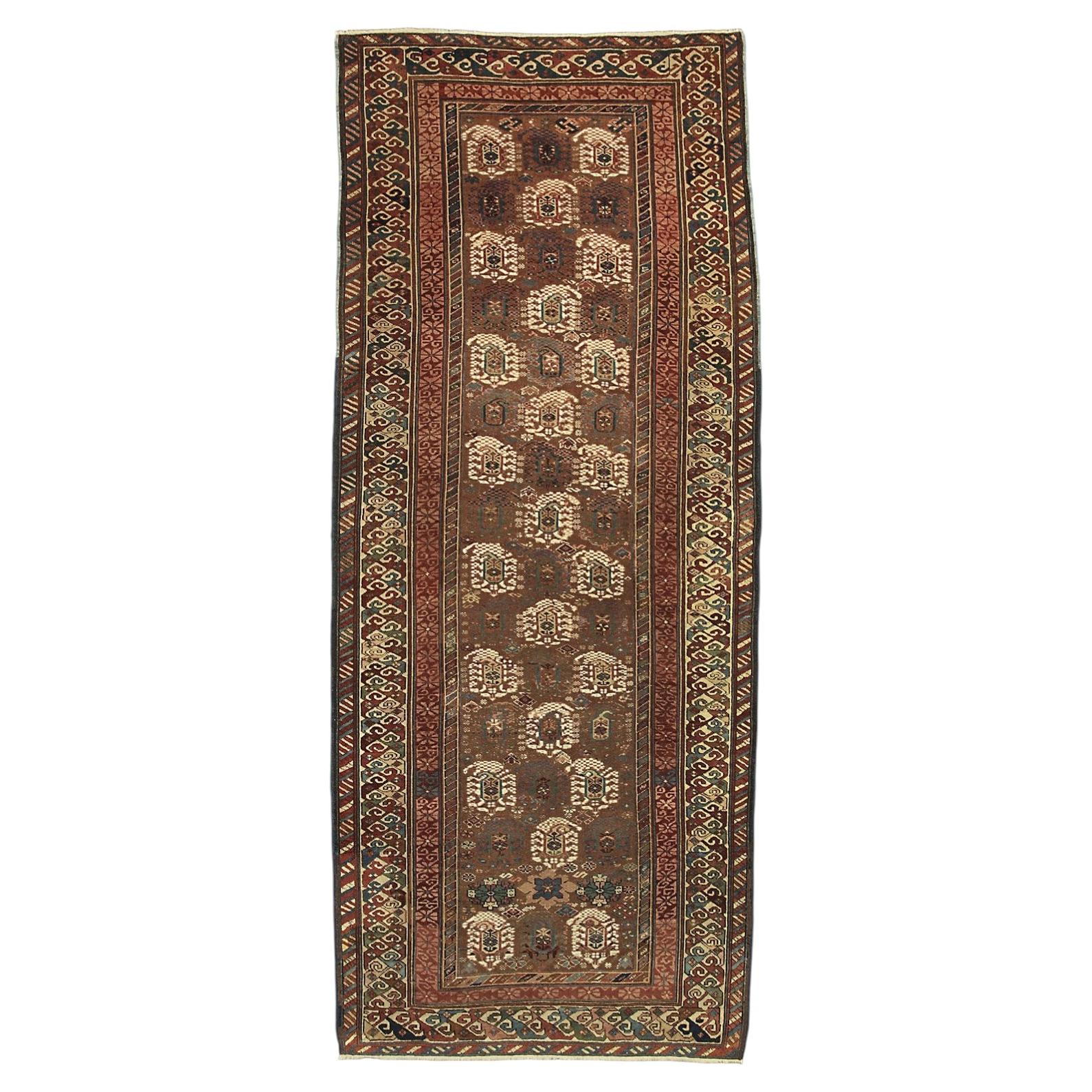 Antique Caucasian Kuba Runner Rug For Sale