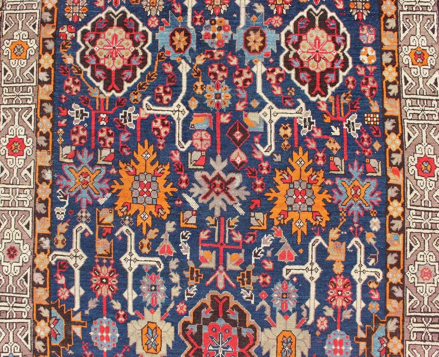 Antique Caucasian Kuba Runner with All-Over Design For Sale 4