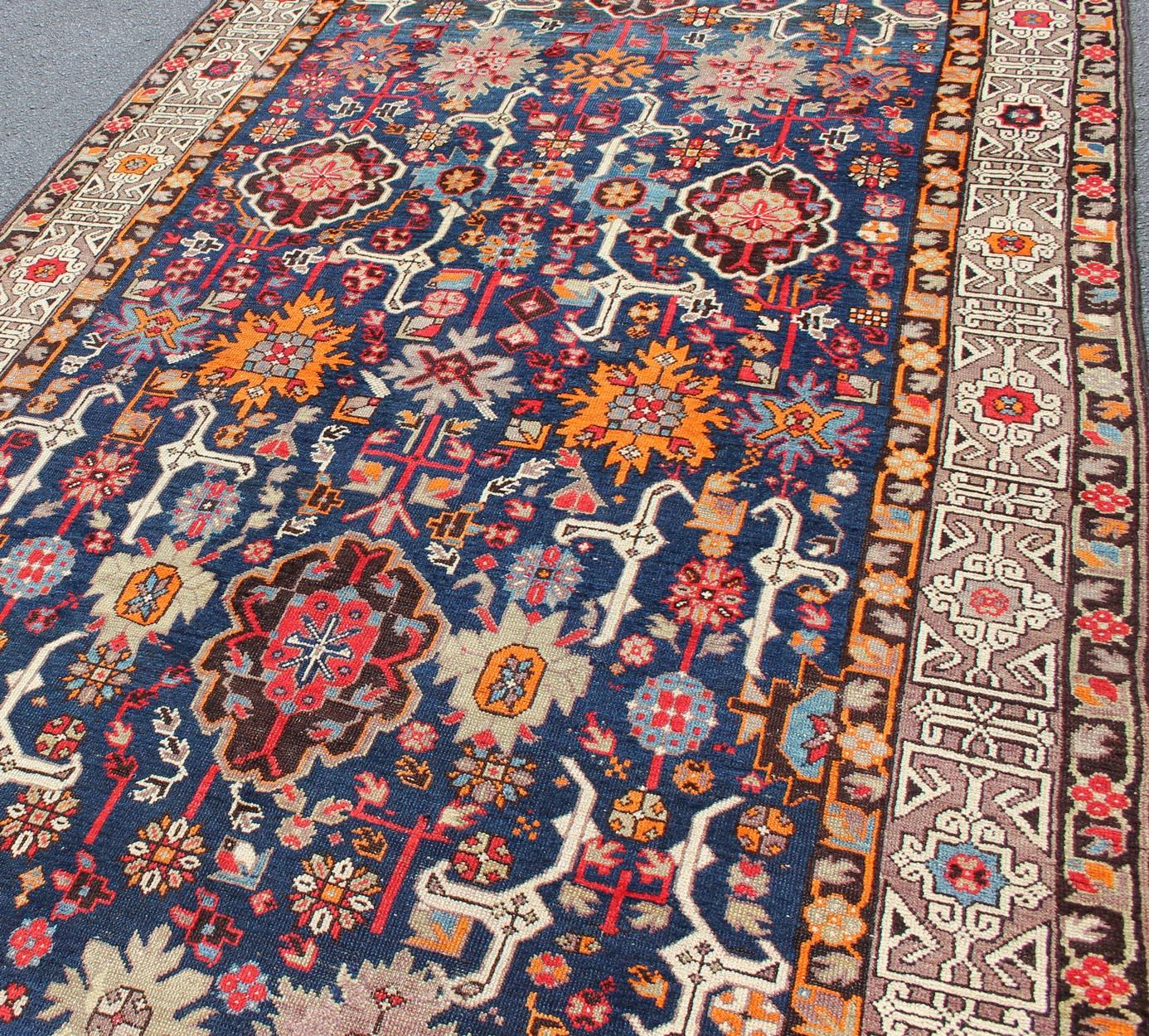 Antique Caucasian Kuba Runner with All-Over Design For Sale 1