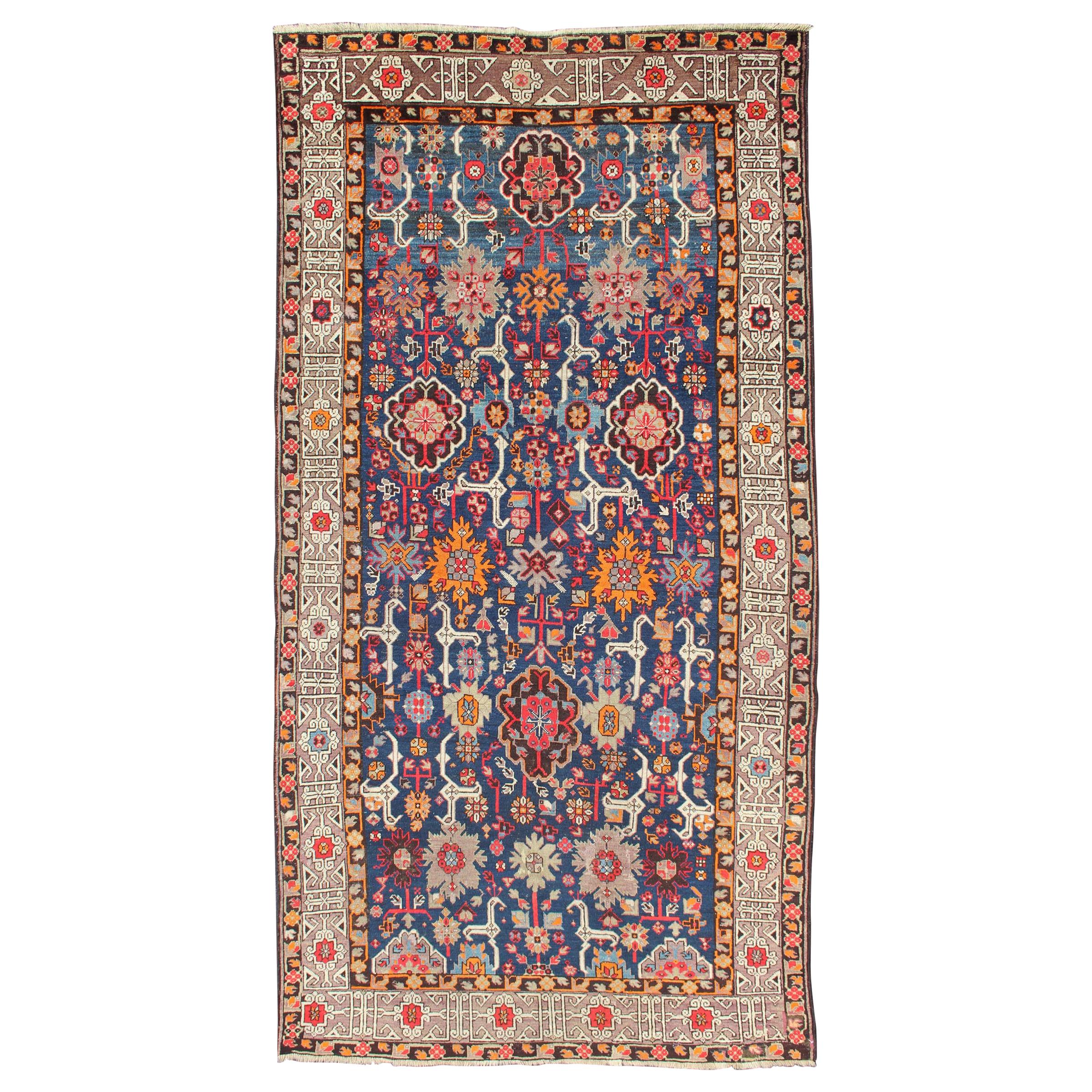 Antique Caucasian Kuba Runner with All-Over Design For Sale