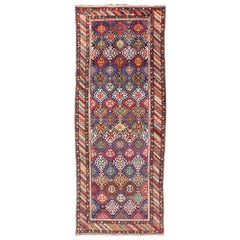 Antique Caucasian Kuba Runner With Tribal Design & All-Over Motifs 4' x 10'6