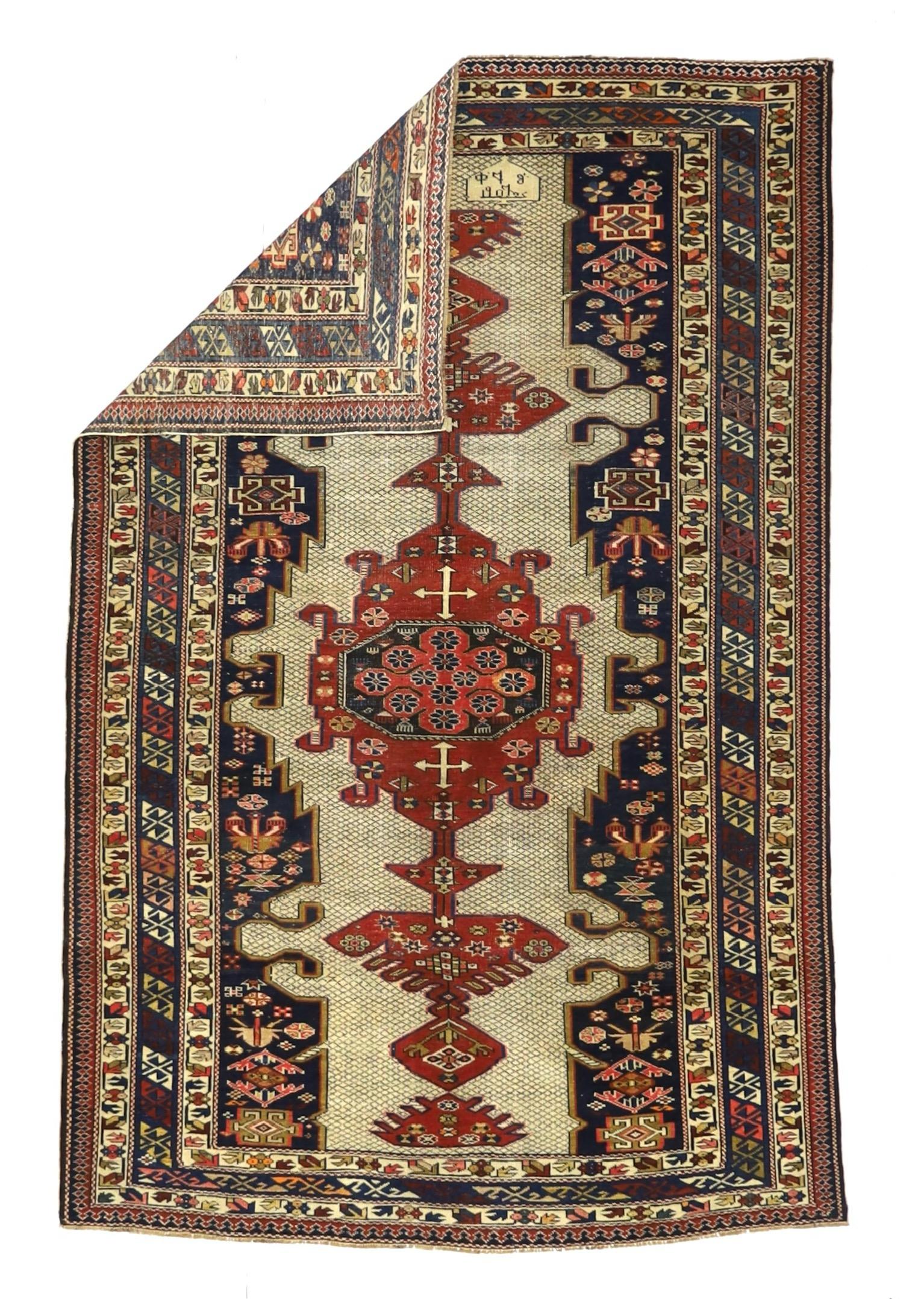 Antiker kaukasischer Kuba-Schirwan-Teppich 4'0