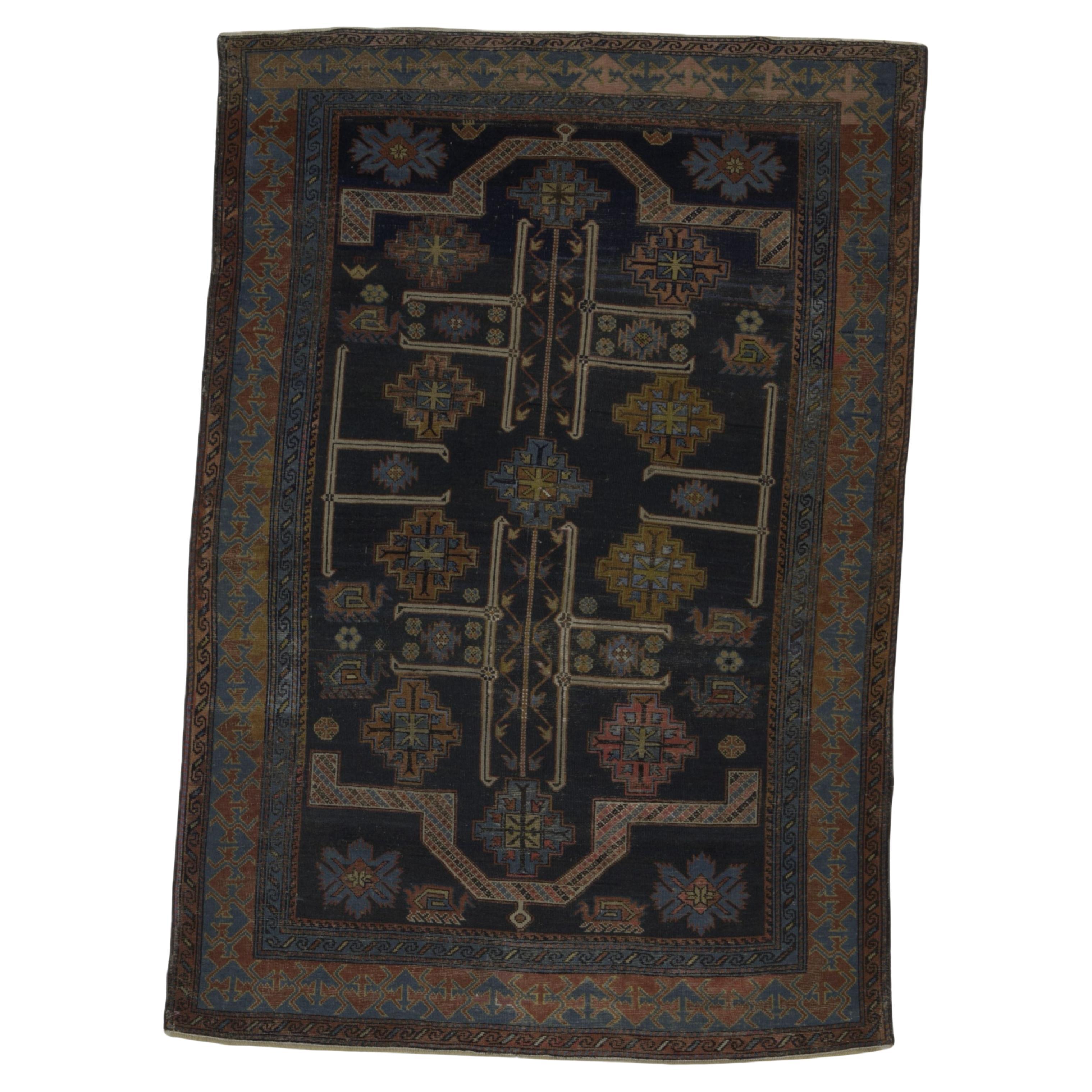 Alfombra antigua Kuba Shrivan caucásica 4'1" x 5'11 en venta