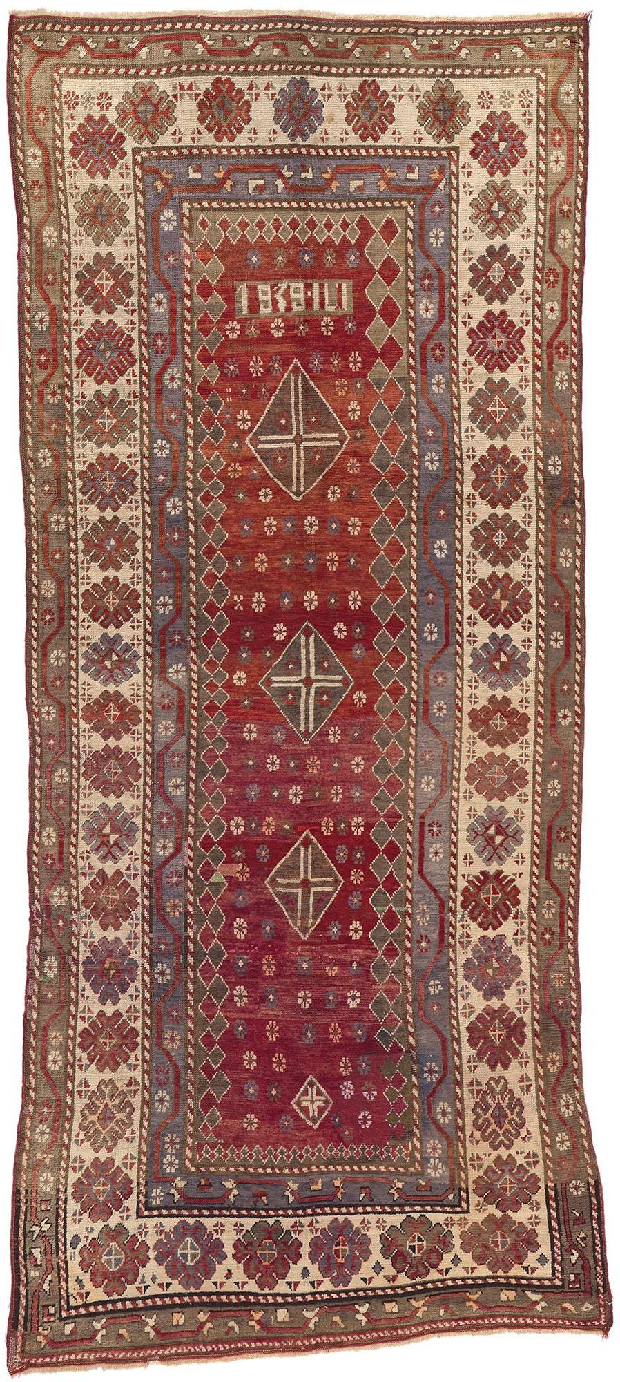 Antique Caucasian Kurdish Rug, Nomadic Charm Meets Boho Chic For Sale