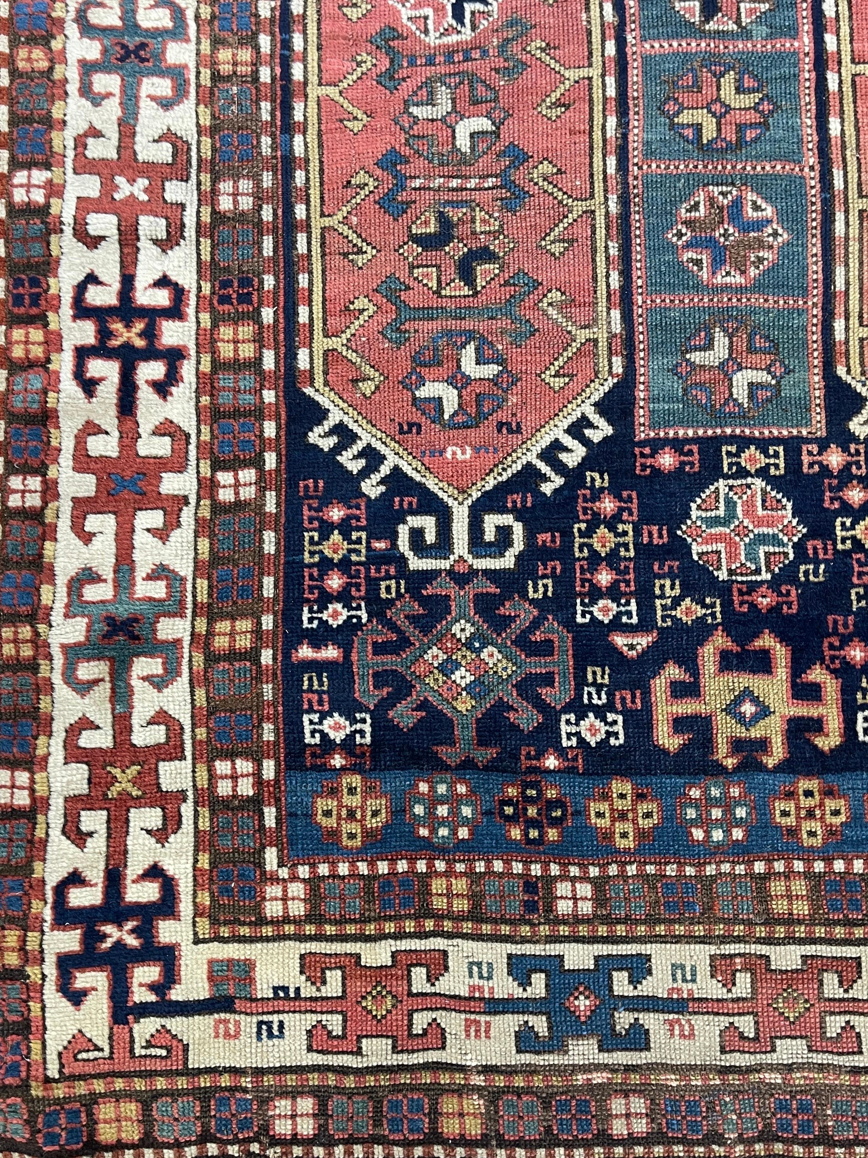 Wool Antique Caucasian Lambalo Kazak circa 1900 For Sale
