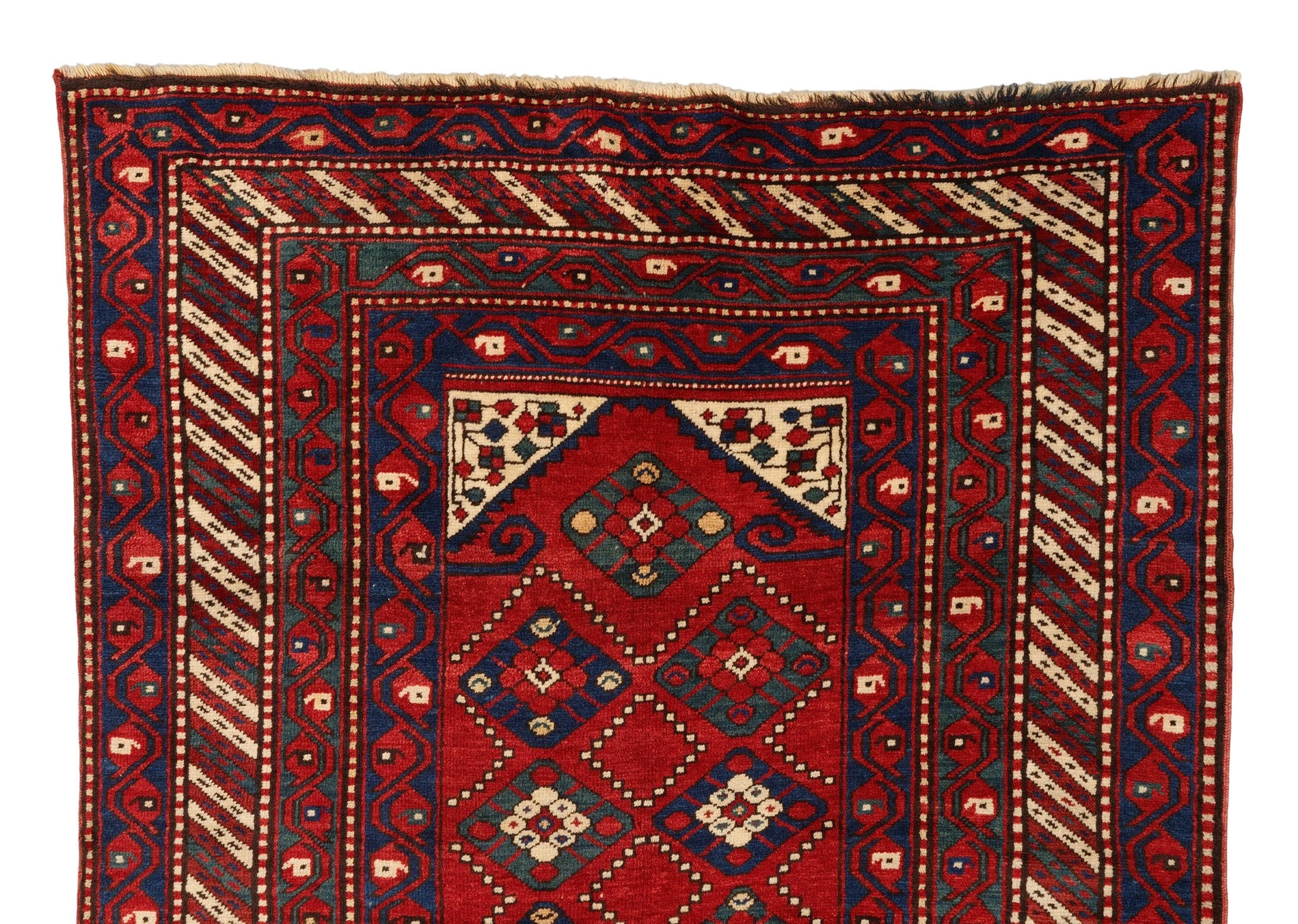 Wool Antique Caucasian Lambalo Kazak - Middle of 19th Century South West Caucasian For Sale