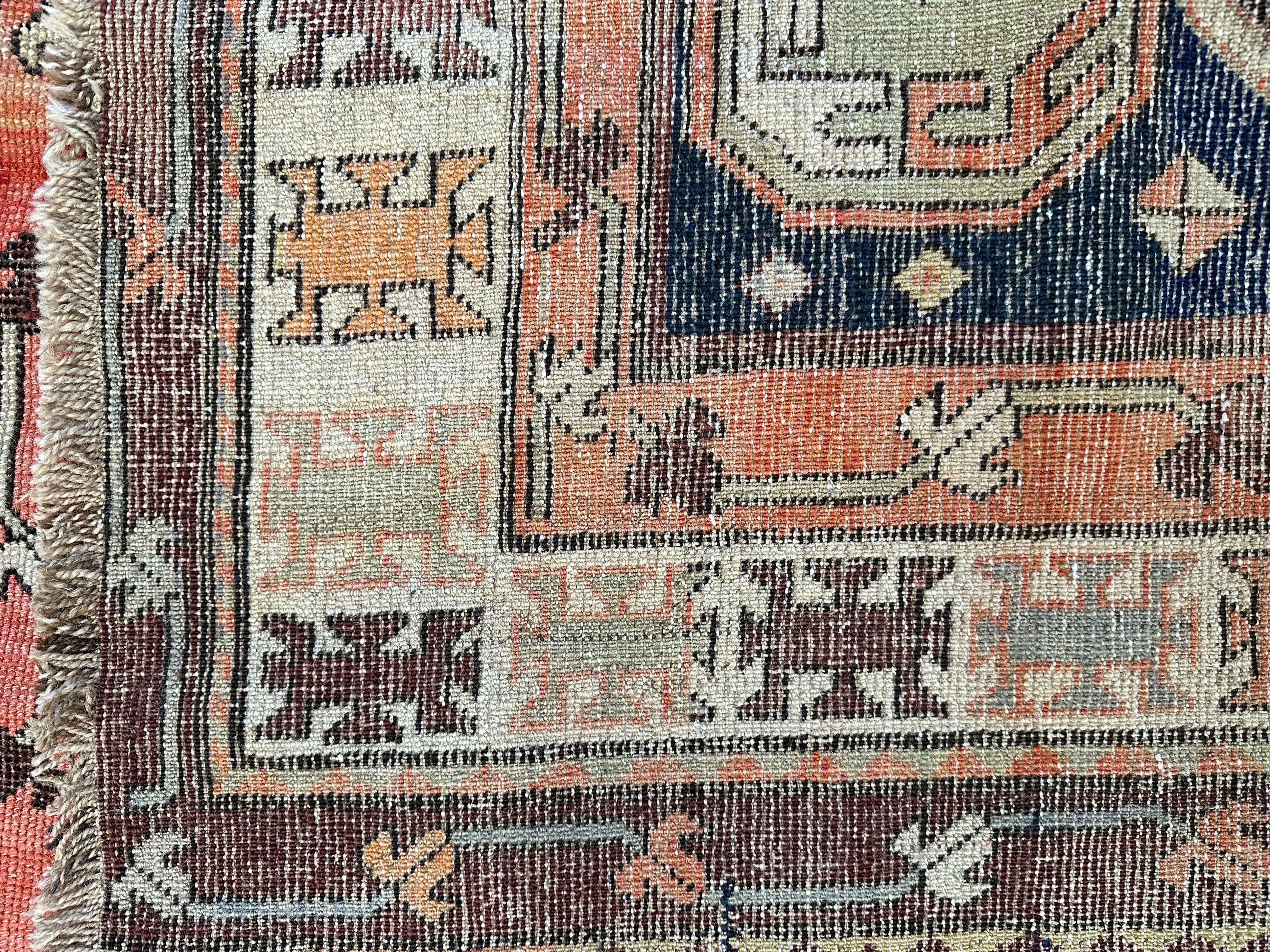 Antike kaukasische Lankoran Teppich Läufer circa 1920 3'8x8' im Angebot 5