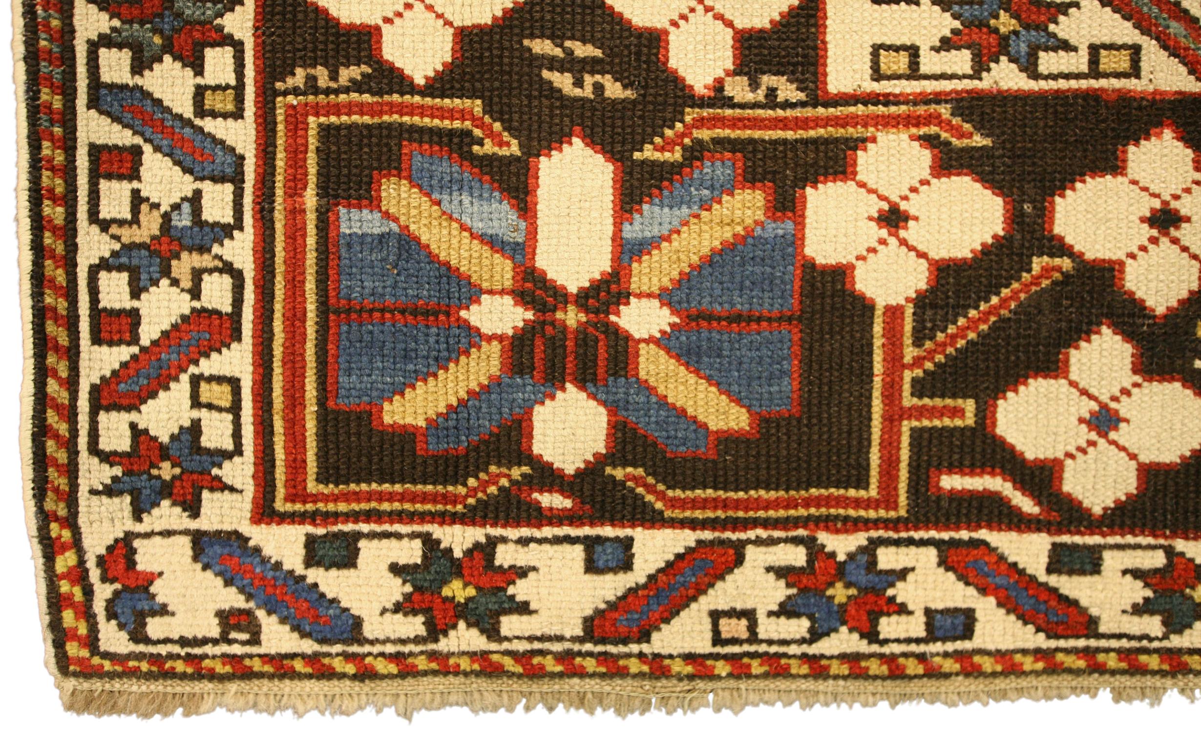 Other Antique Caucasian Large-Scale Lattice Design Shirvan Wool Rug, 1880-1900 For Sale