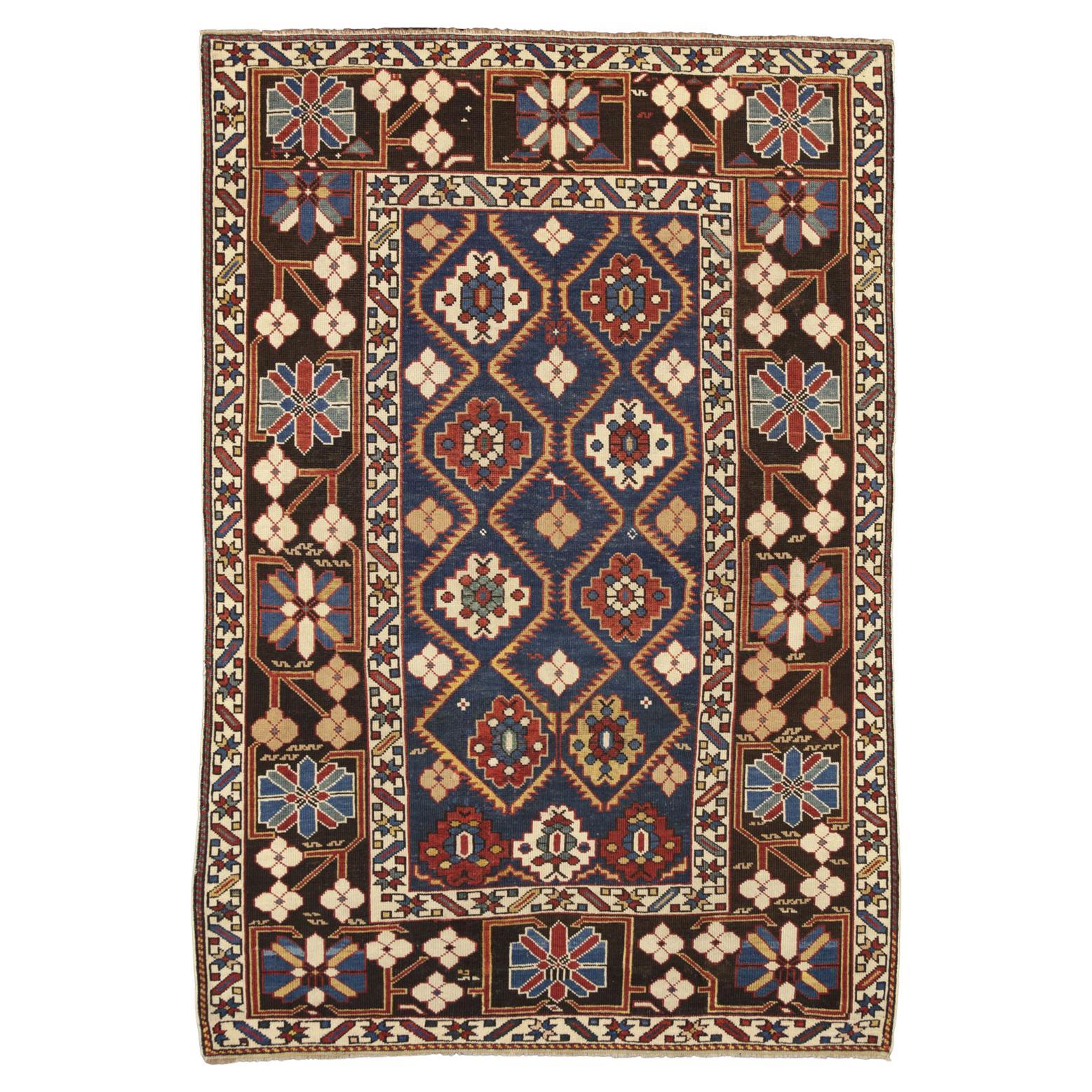 Antique Caucasian Large-Scale Lattice Design Shirvan Wool Rug, 1880-1900