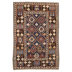 Antique Caucasian Large-Scale Lattice Design Shirvan Wool Rug, 1880-1900
