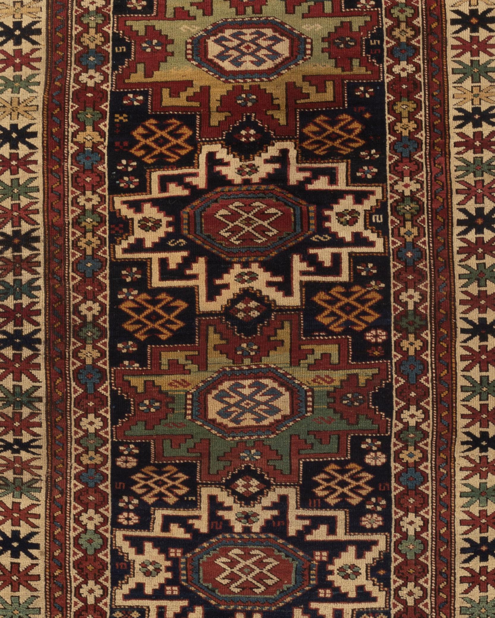 Antique Caucasian Lesghi Star Rug, circa 1880 In Good Condition For Sale In Secaucus, NJ