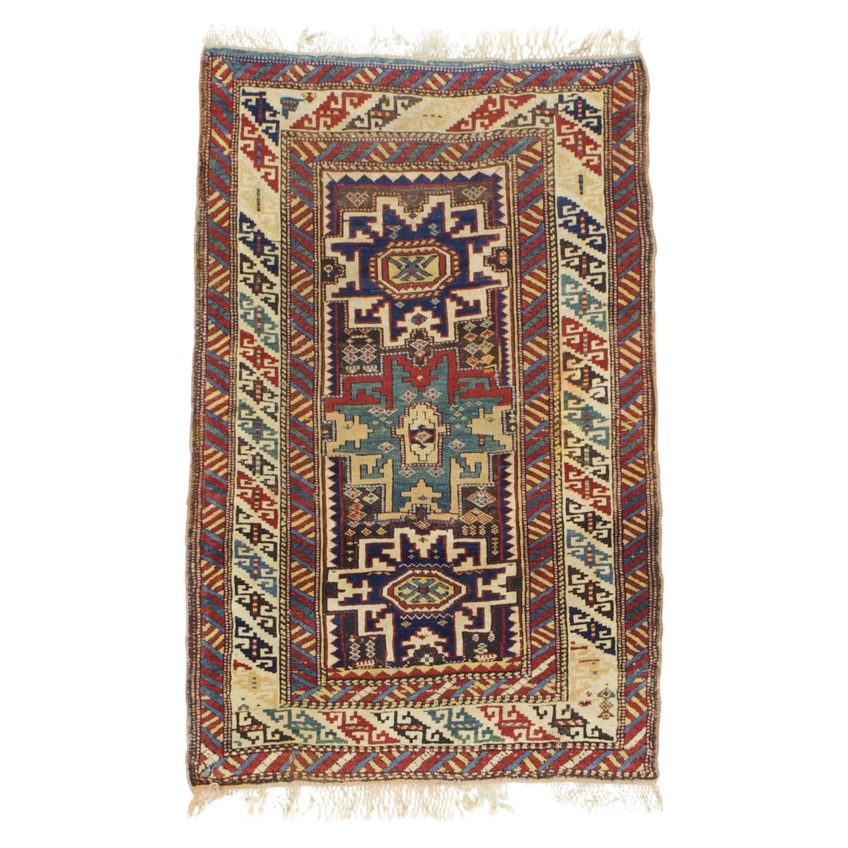 Antiker kaukasischer Lezgi-Teppich 2'10" x 4'5"