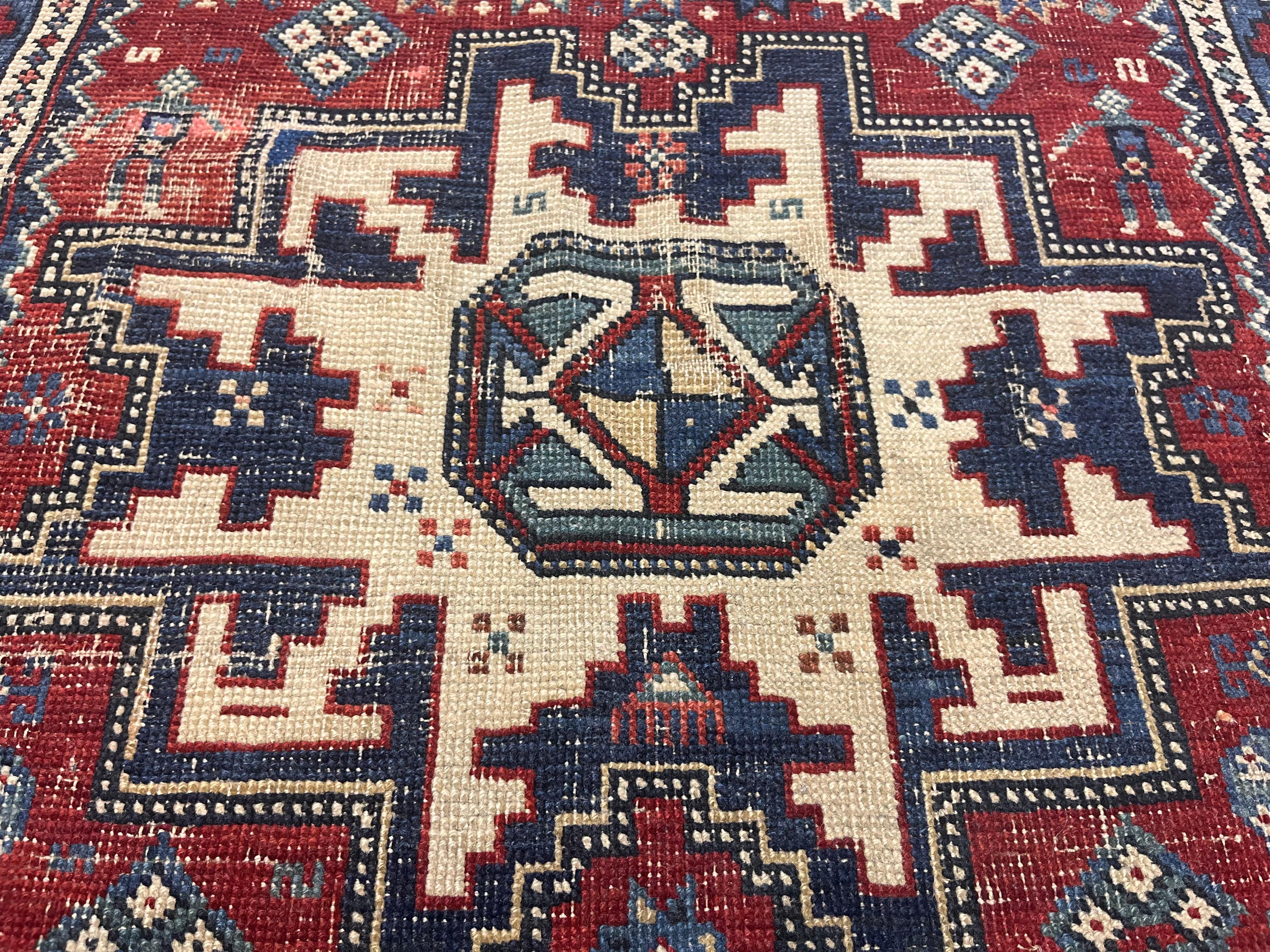 Alfombra Lezgi Caucásica Antigua 3'1
