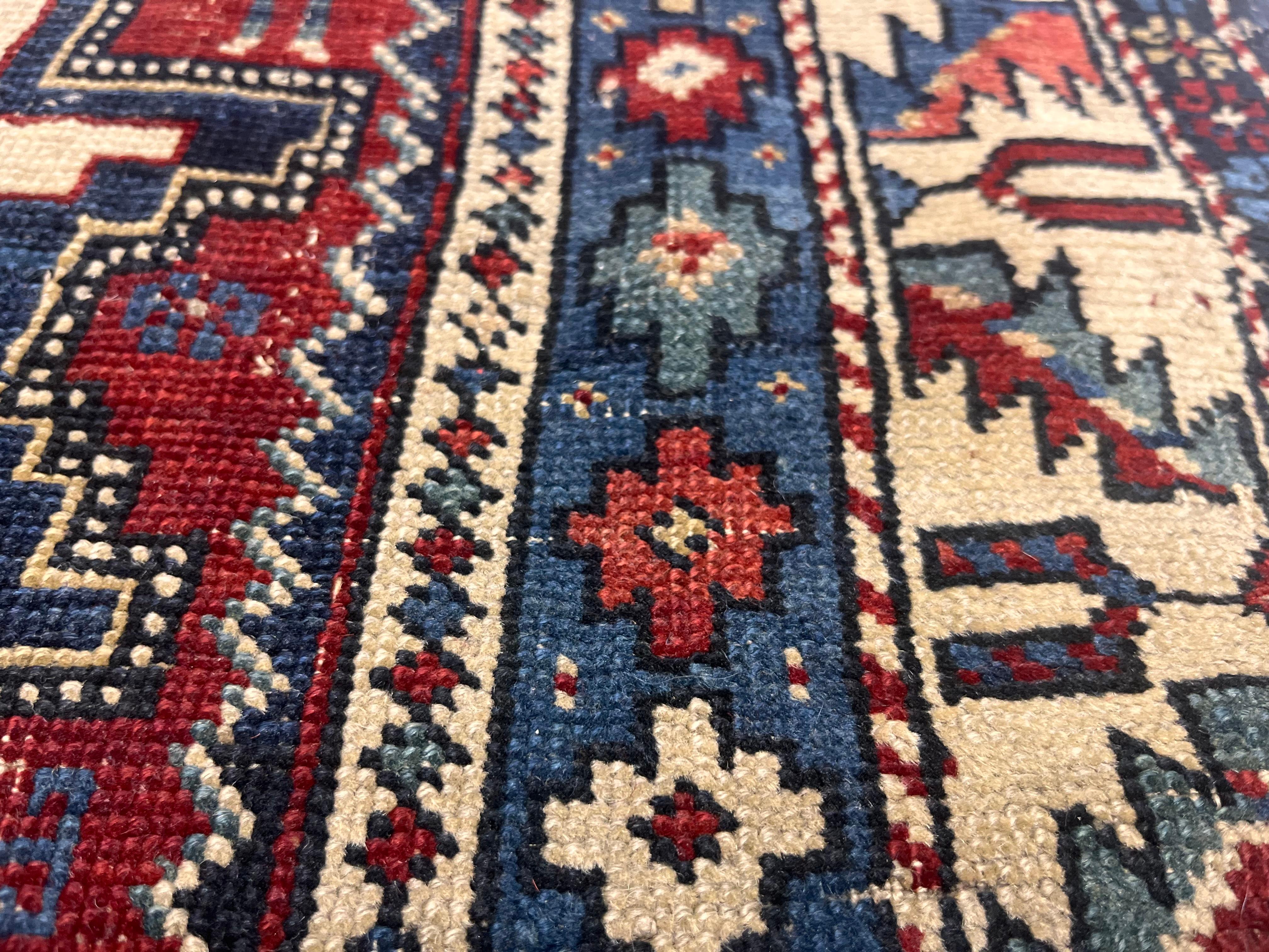 Alfombra Lezgi Caucásica Antigua 3'1