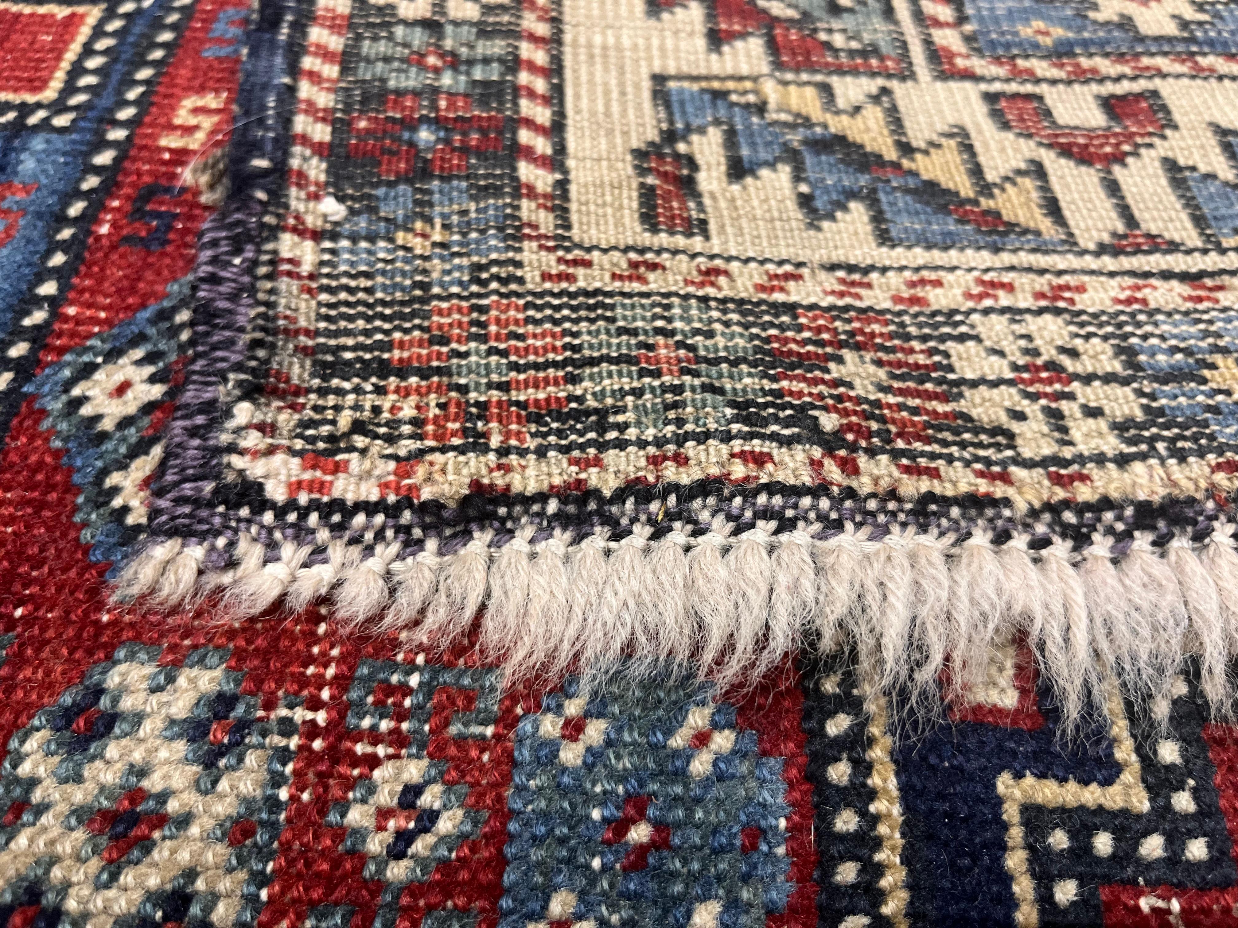 Alfombra Lezgi Caucásica Antigua 3'1