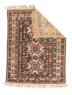 Antique Caucasian Lezgi Rug 3'10" x 4’11"