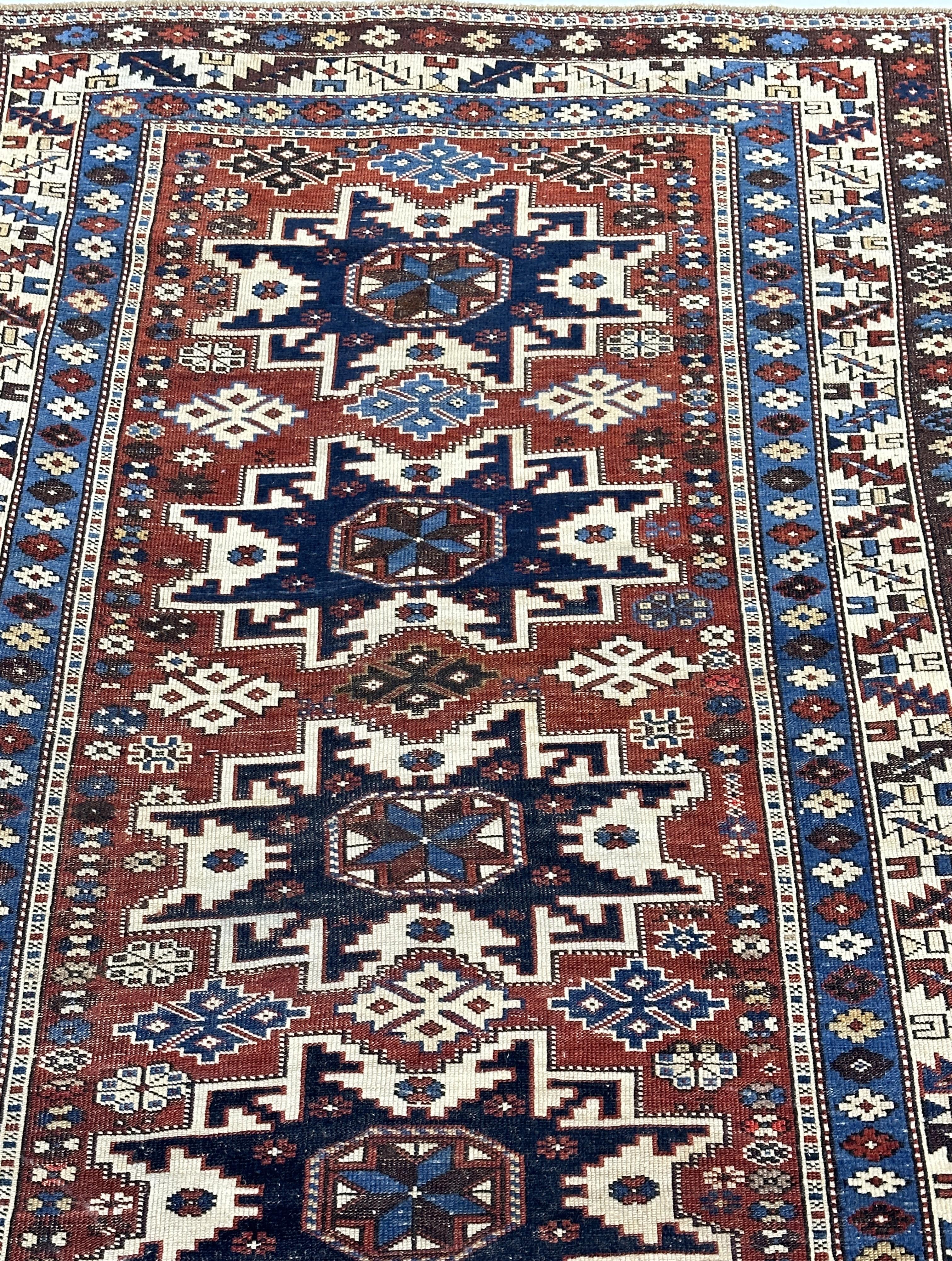 19th Century Antique Caucasian Lezgi Rug 3'7