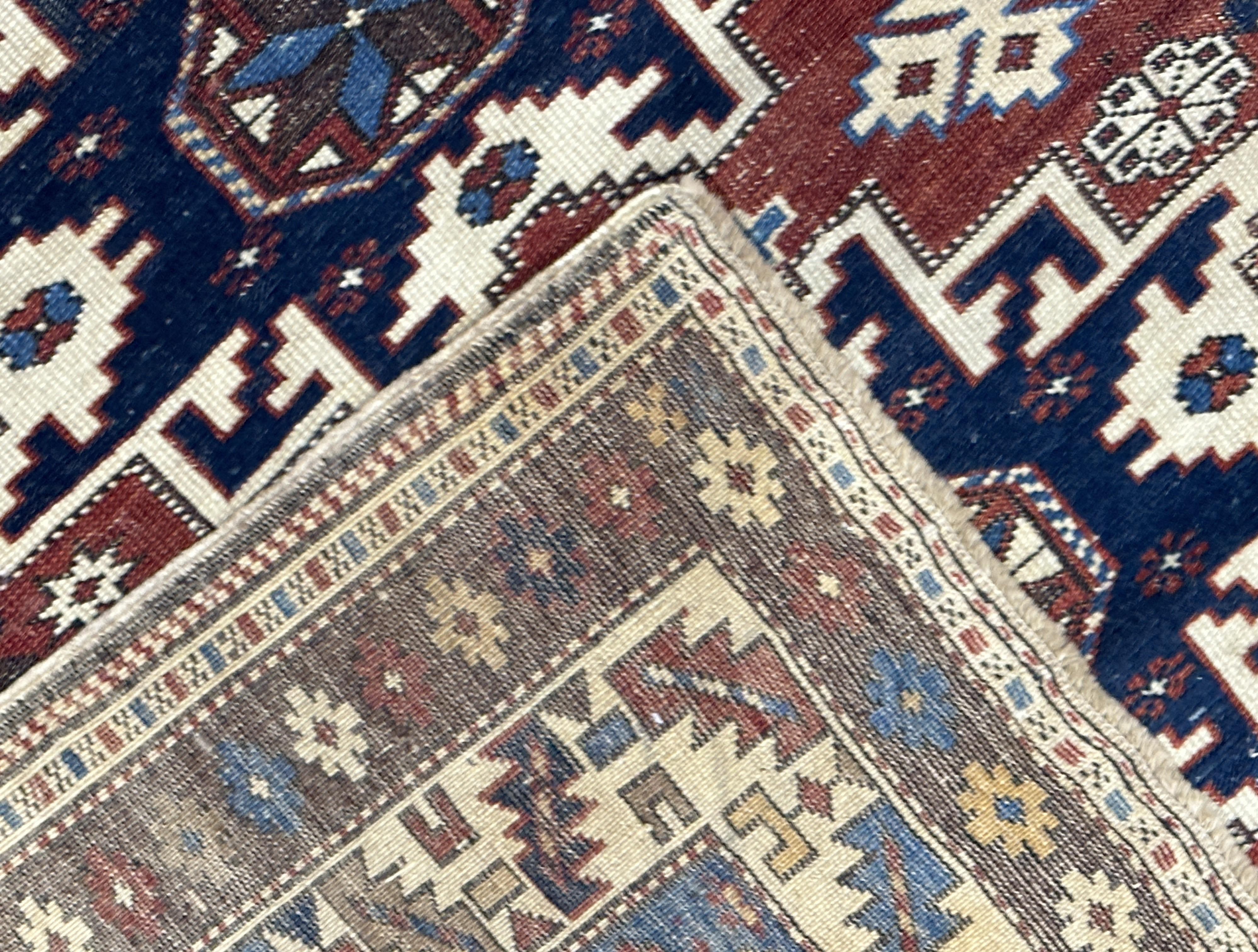 Antique Caucasian Lezgi Rug 3'7