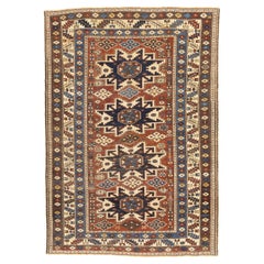 Antike kaukasische Lezgi Teppich 3'7" x 5'2"