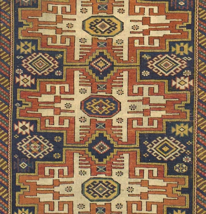 Alfombra Lezgi Caucásica Antigua 3'8
