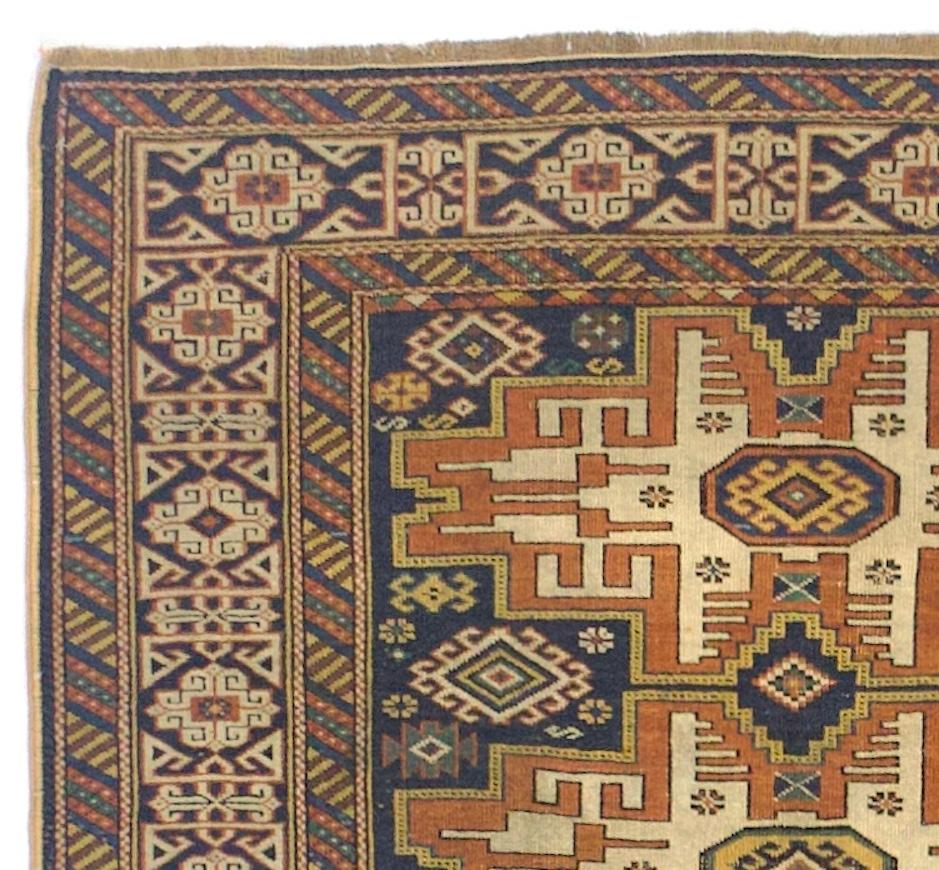 Alfombra Lezgi Caucásica Antigua 3'8