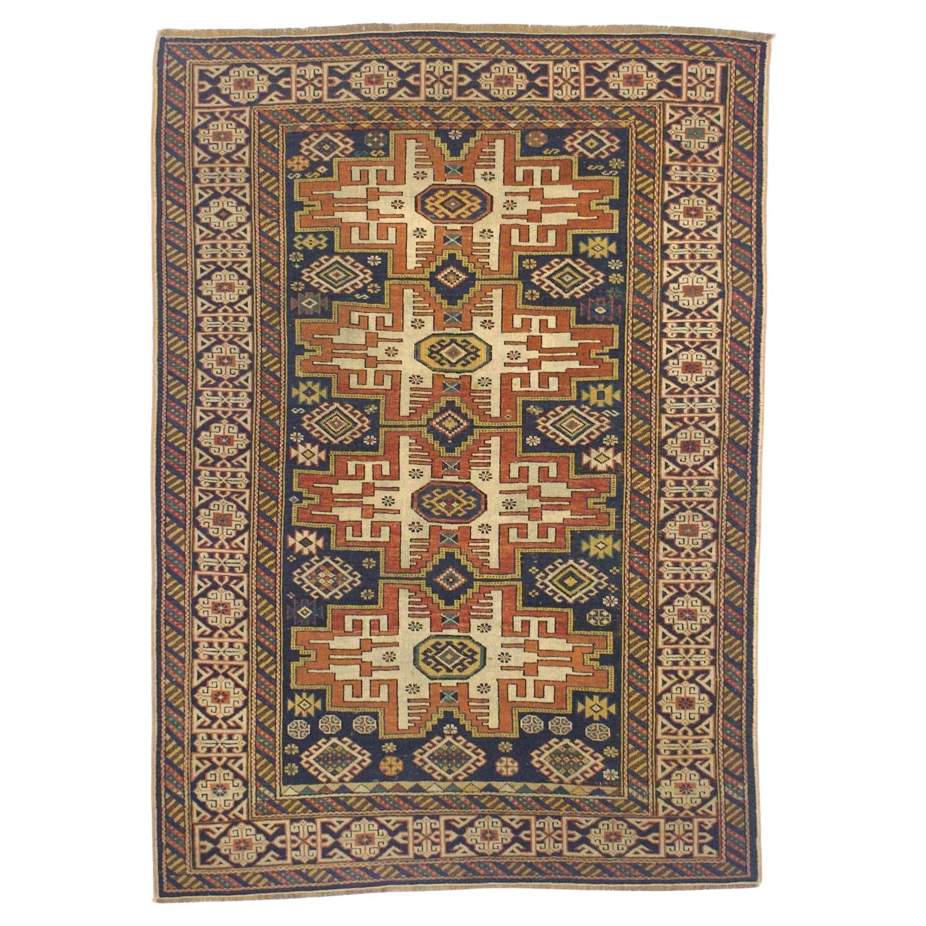Antique Caucasian Lezgi Rug 3’8" x 5’3"