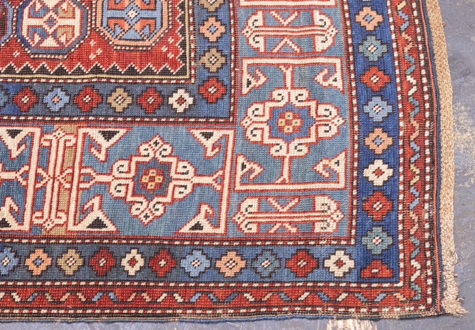 Antike kaukasische Lezgi Teppich 4'2