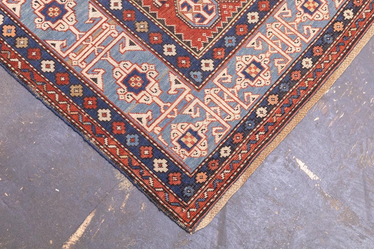 Antike kaukasische Lezgi Teppich 4'2