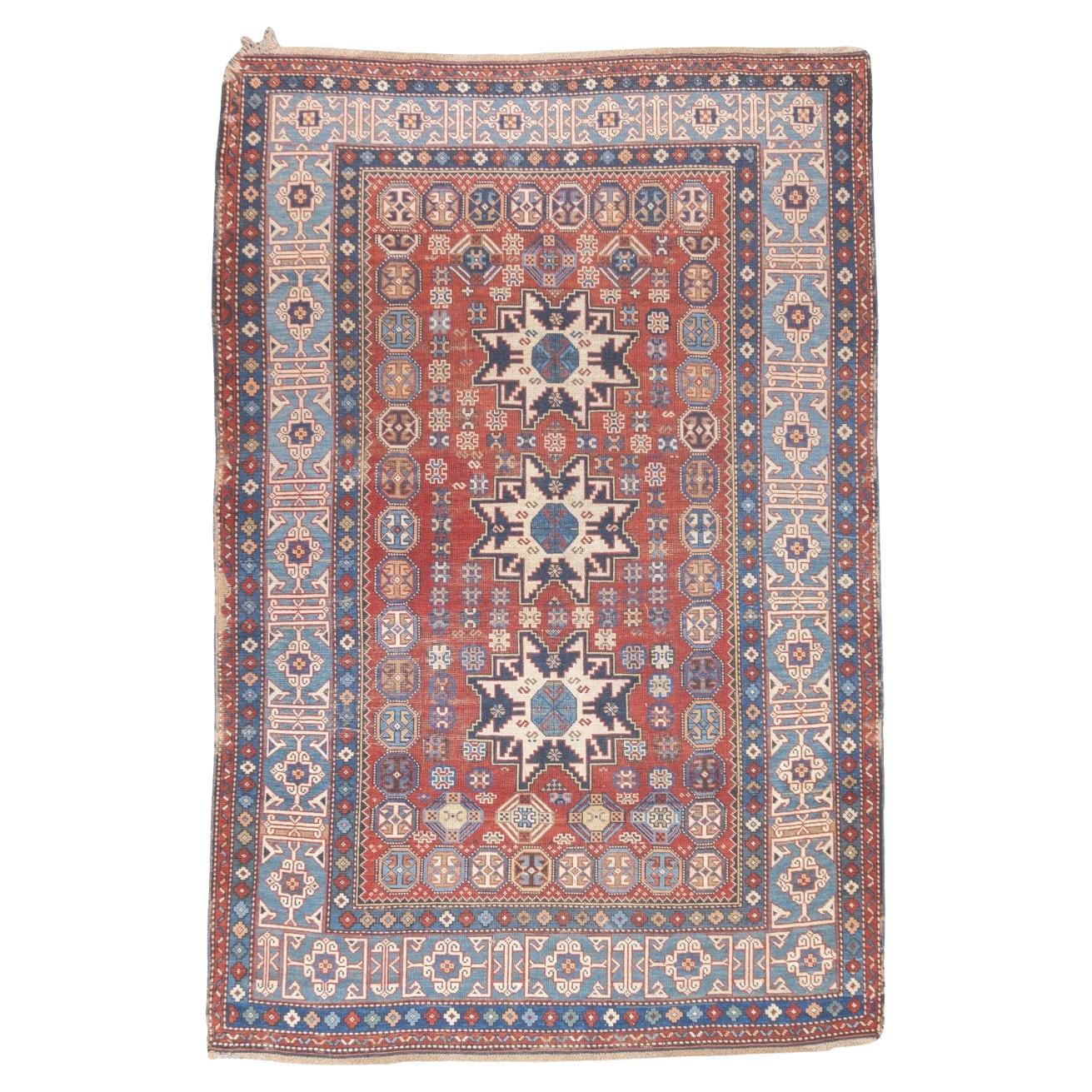 Antike kaukasische Lezgi Teppich 4'2" x 6'4"