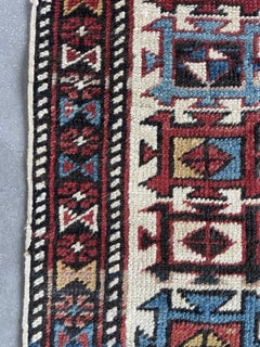 Antique Caucasian Lezgi Rug, Horses & Star Medallions, c.1900, 5'3"×4' - 1N131