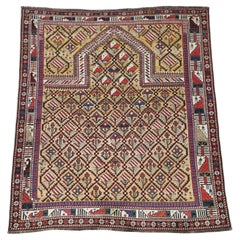 Antique Caucasian Marasali prayer rug of the scarce 'yellow' ground colour.  