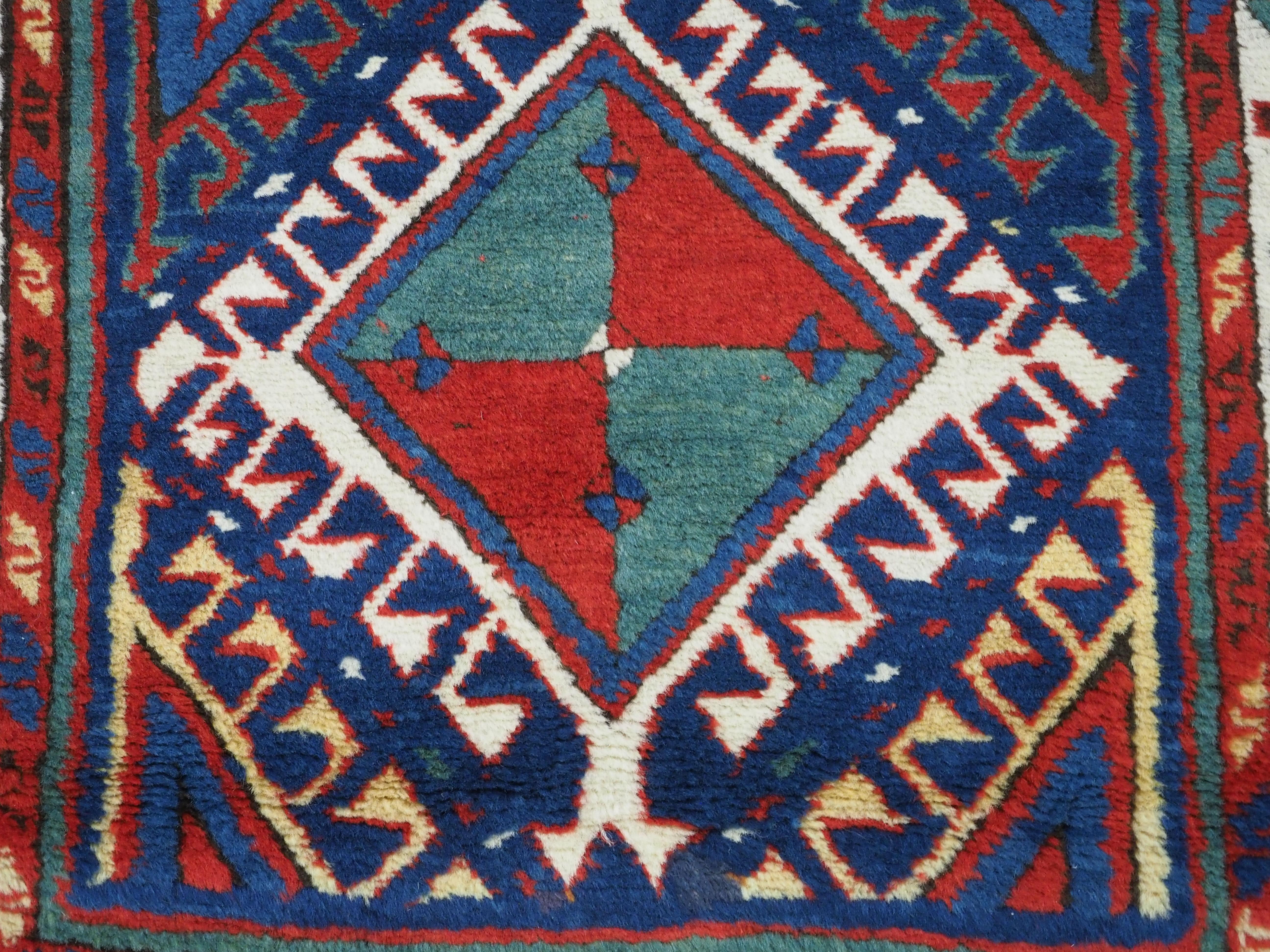 Antique Caucasian Moghan Kazak long rug / runner, circa 1880. For Sale 5