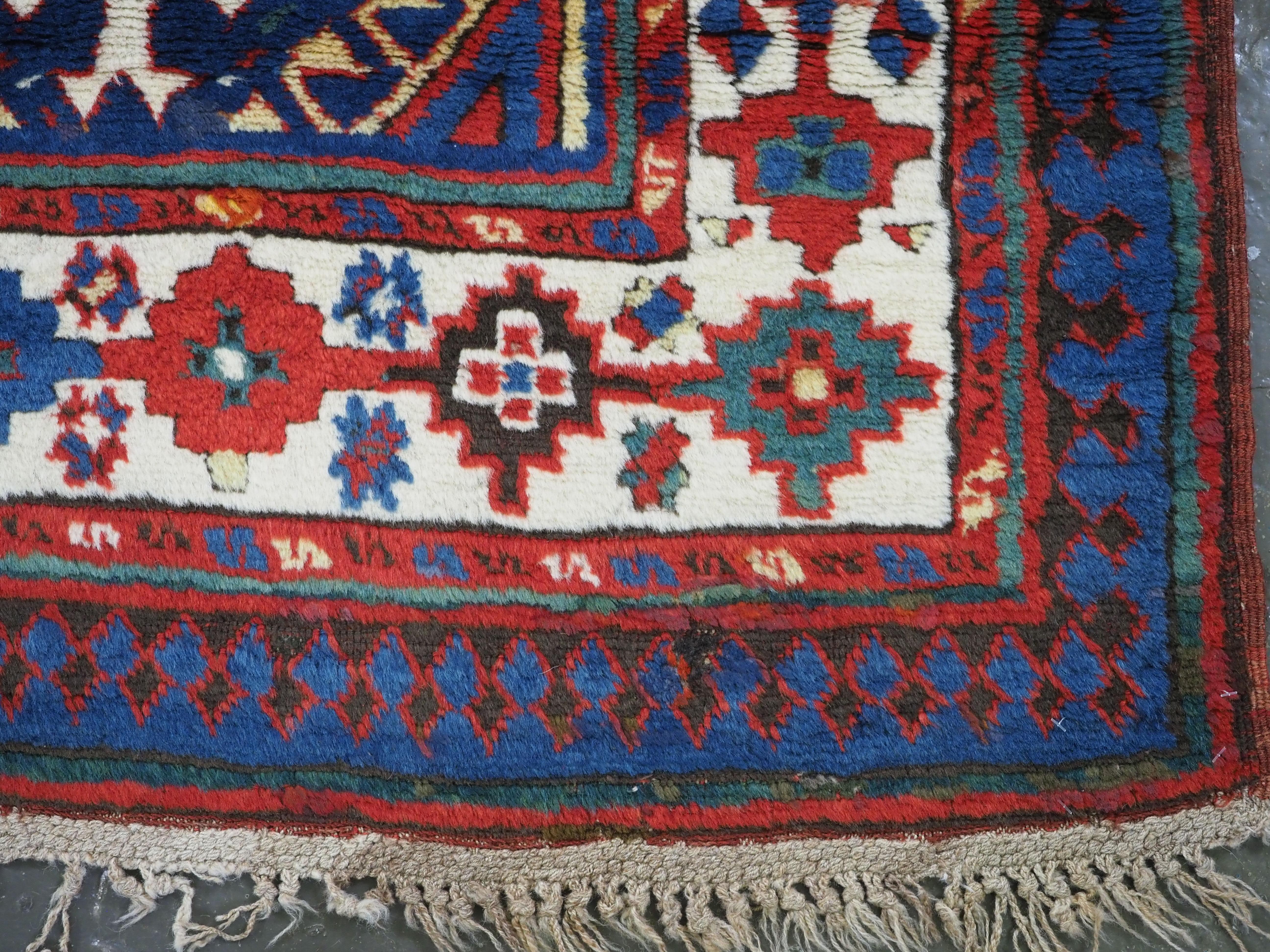 Antique Caucasian Moghan Kazak long rug / runner, circa 1880. For Sale 6