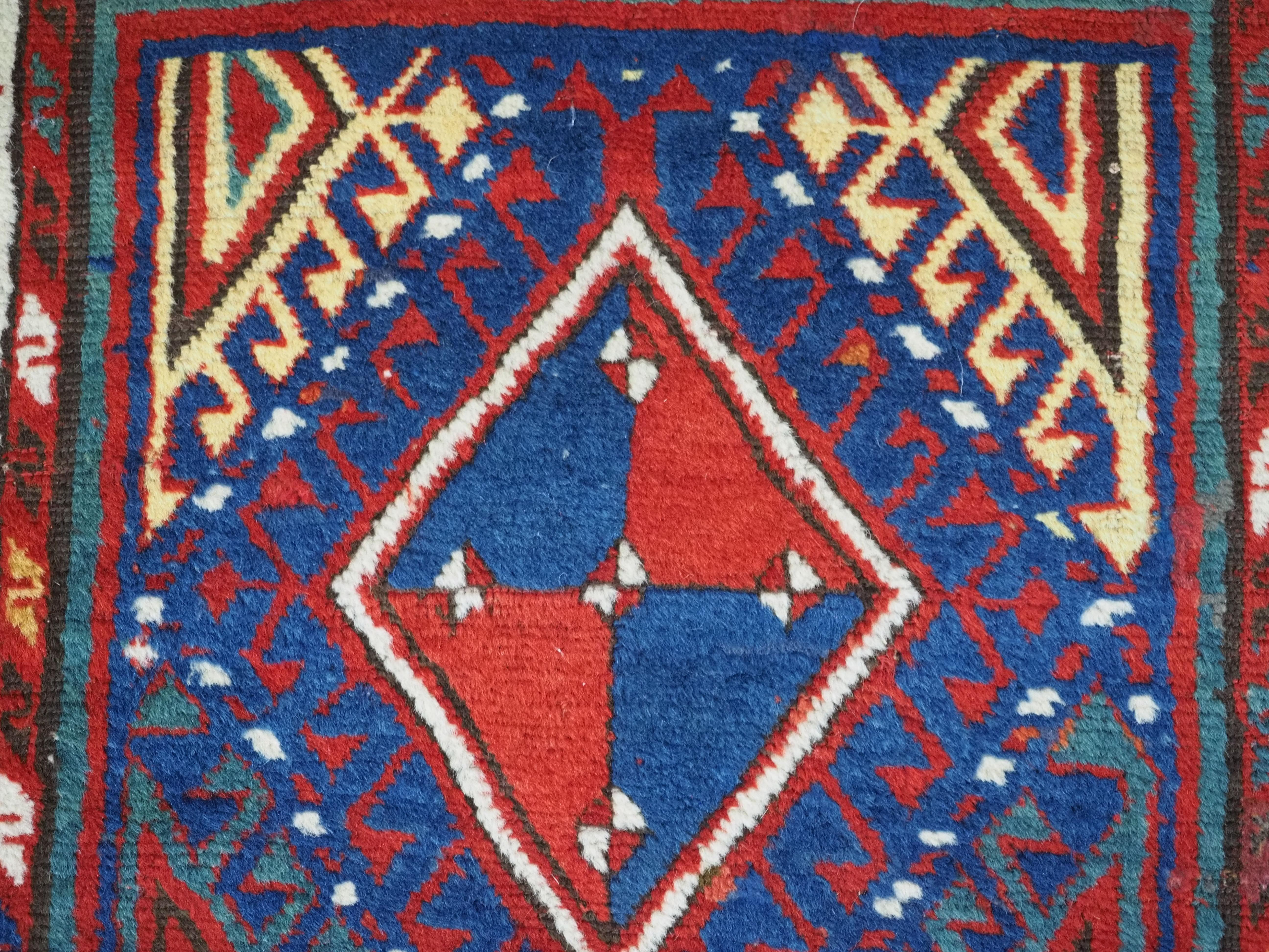 Antique Caucasian Moghan Kazak long rug / runner, circa 1880. For Sale 2