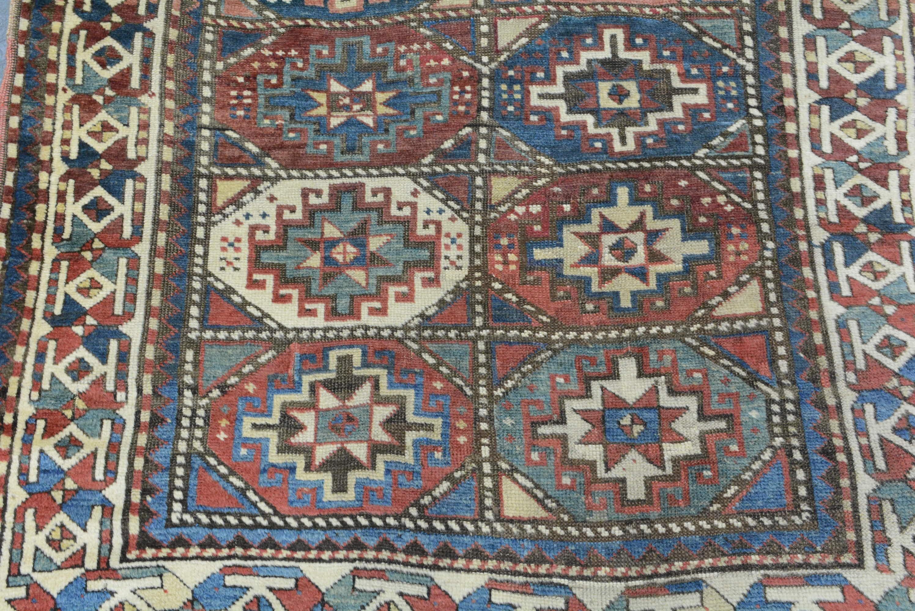 Armenian Antique Caucasian Moghan Kazak Rug For Sale