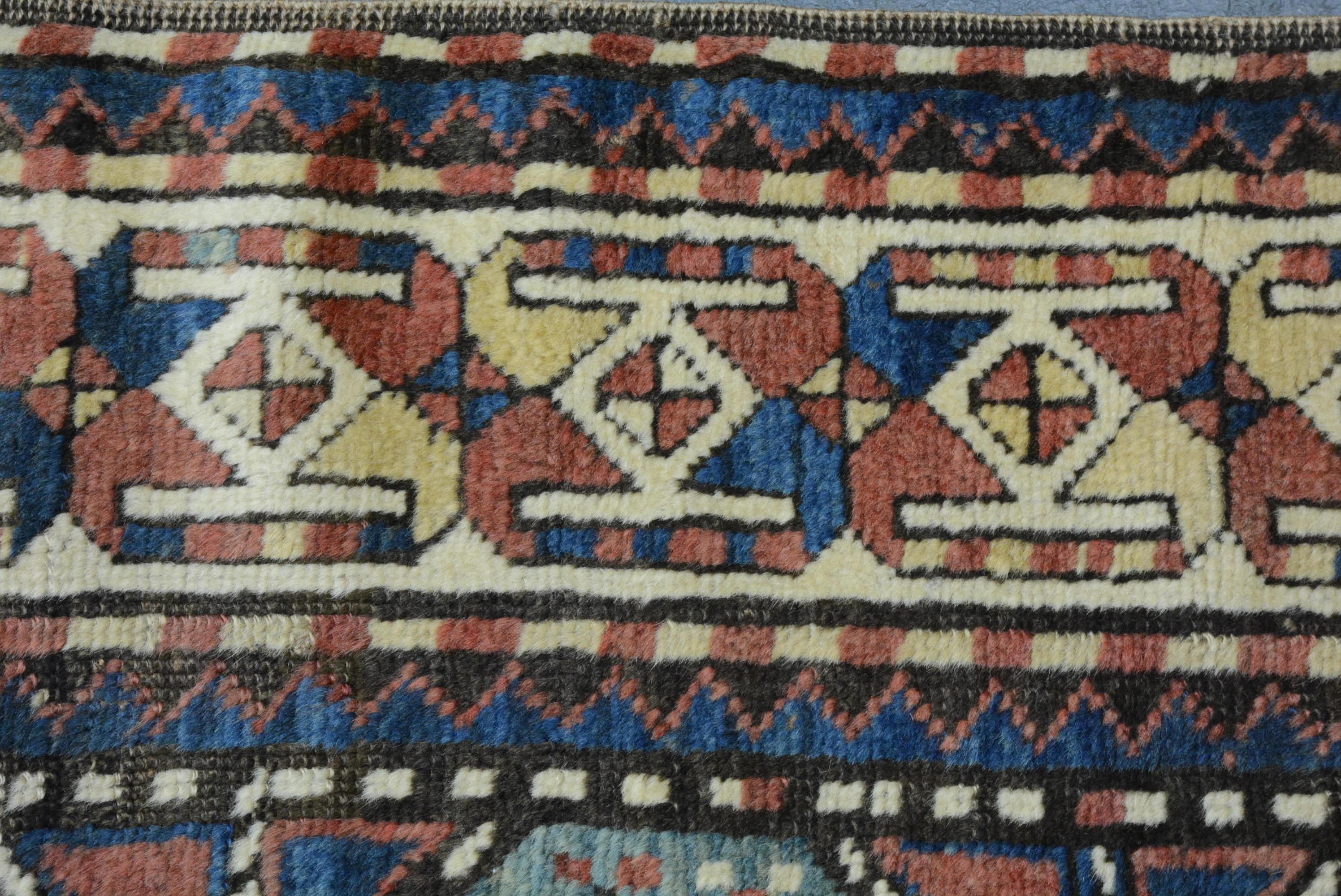 Antique Caucasian Moghan Kazak Rug In Good Condition For Sale In Closter, NJ