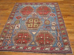 Fantastic Royal Blue Color With Hexagonal Pattern Antique Caucasian Moghan Rug